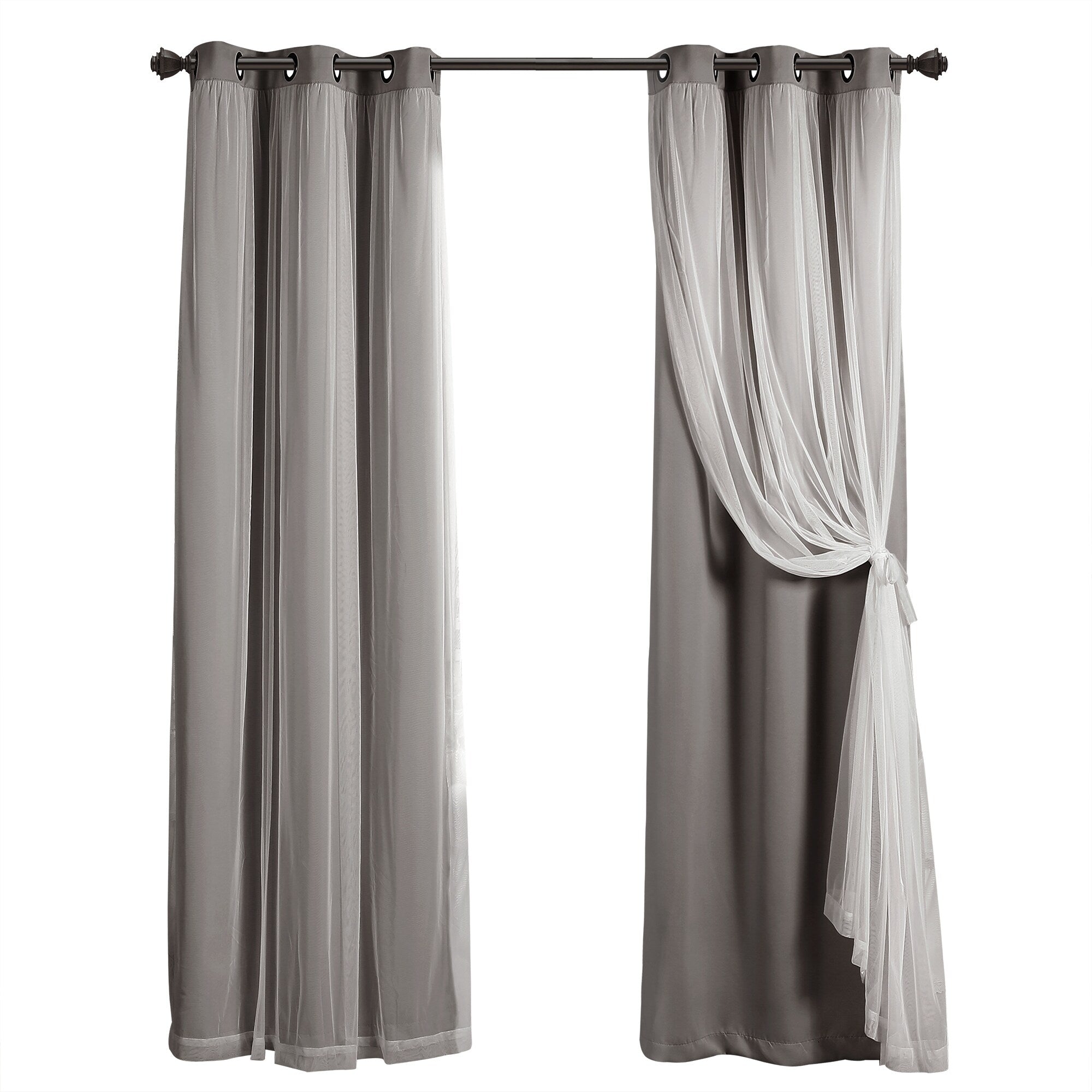 Lush Decor Grommet Sheer Panel Pair with Insulated Blackout Lining