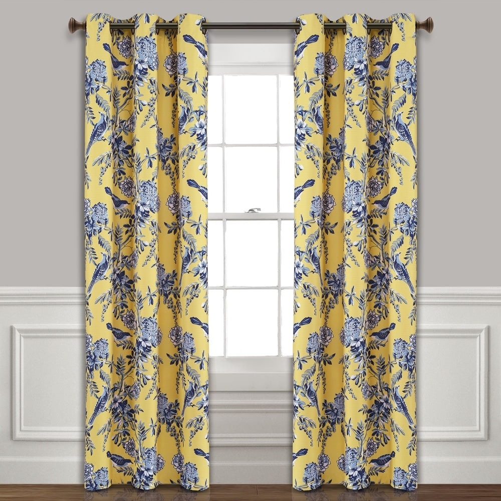 Lush Decor Farmhouse Bird And Flower Insulated Grommet Blackout Window Curtain Panel Pair