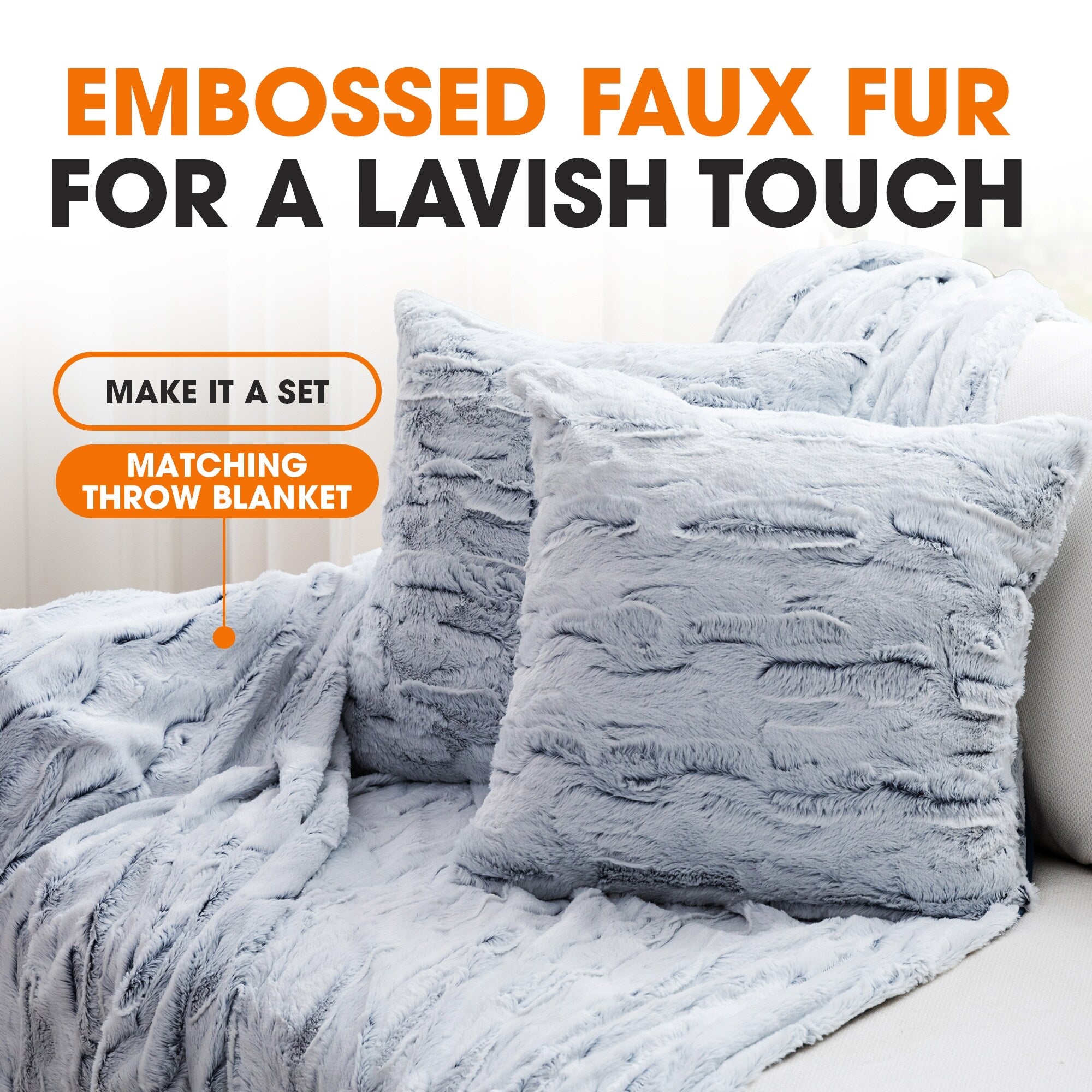 Cheer Collection Embossed Faux Fur Throw Pillows