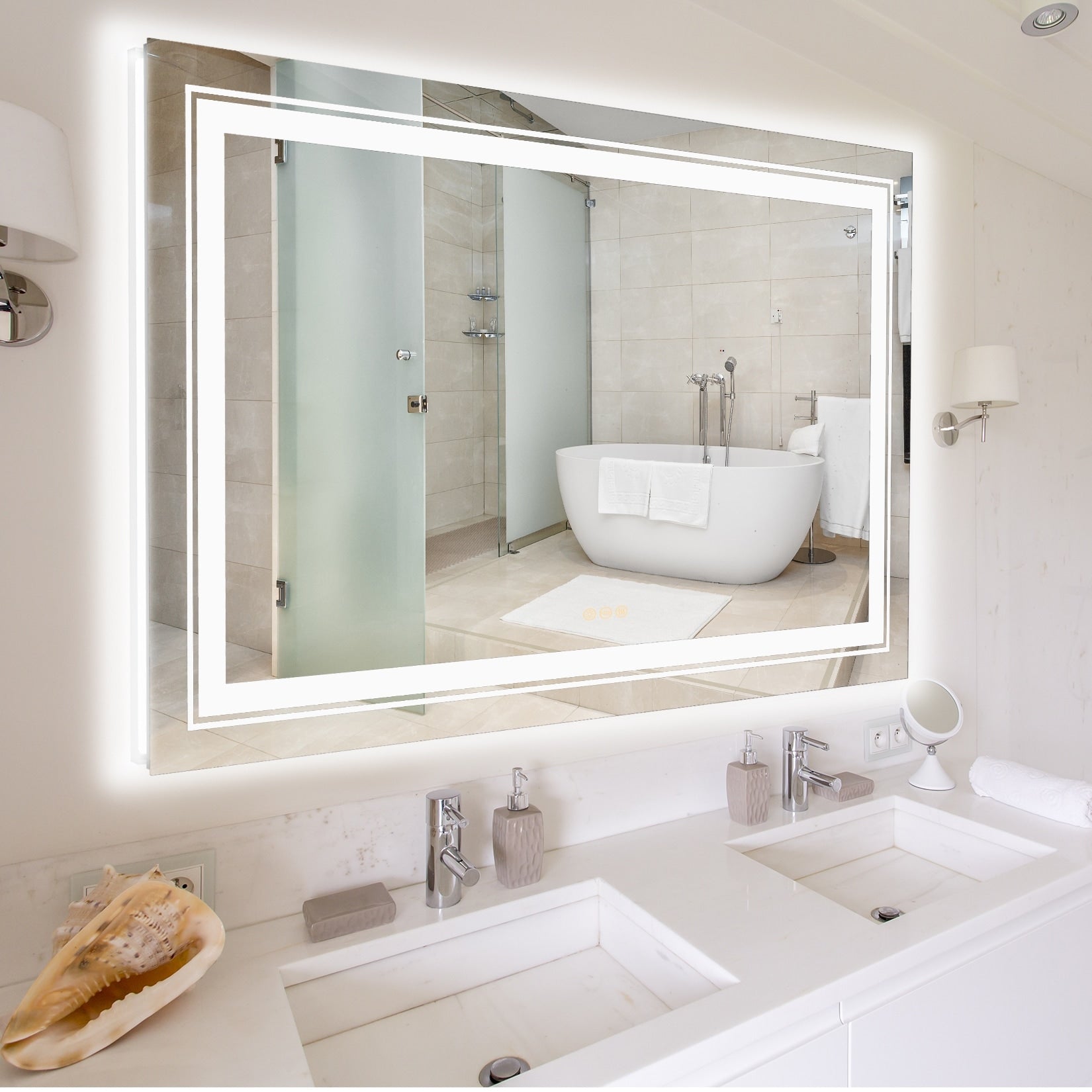 Extra Large LED Lighted Bathroom Mirror Wall Anti-Fog Vanity 3 Colors