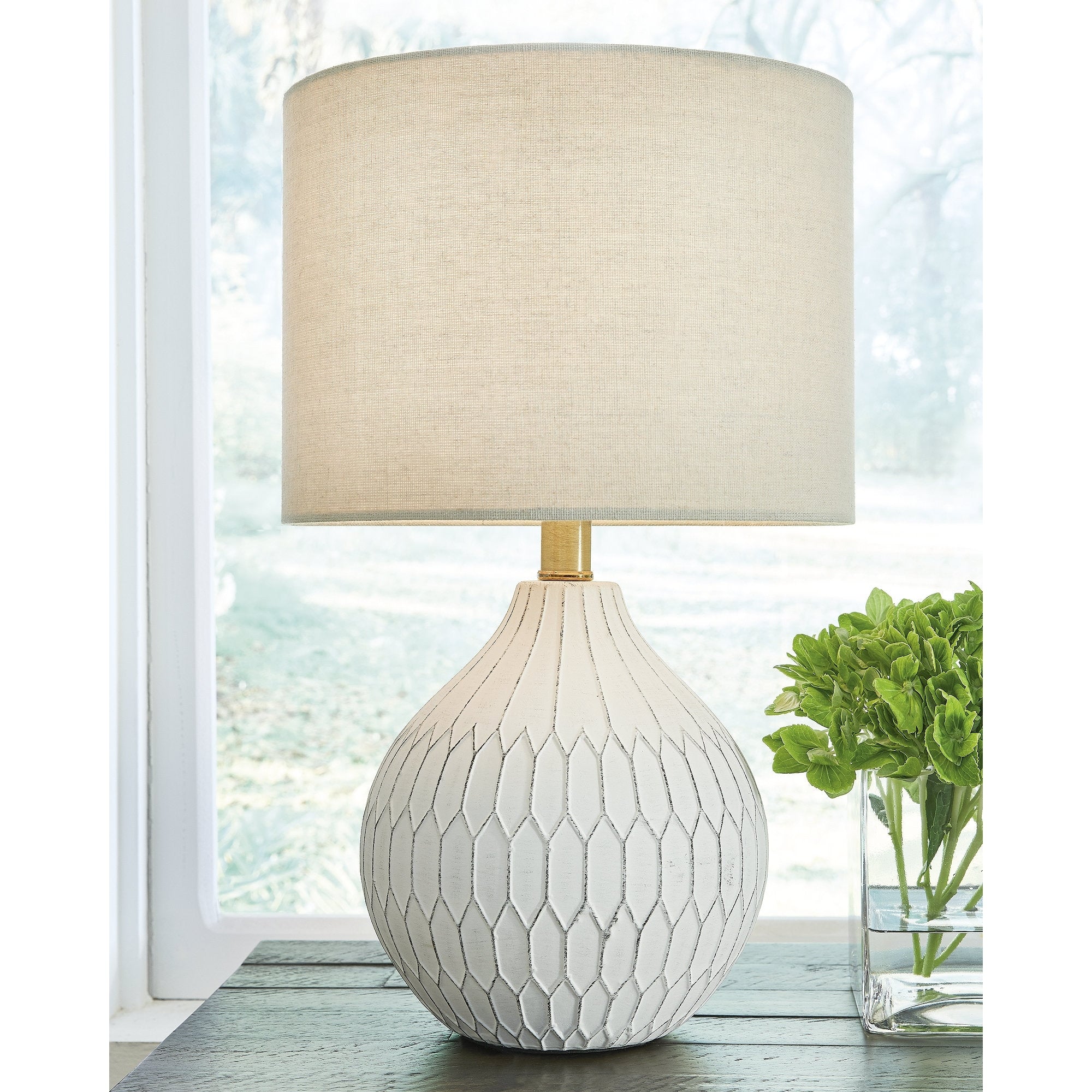 Signature Design by Ashley Wardmont White and Ivory Table Lamp - 17.5 in