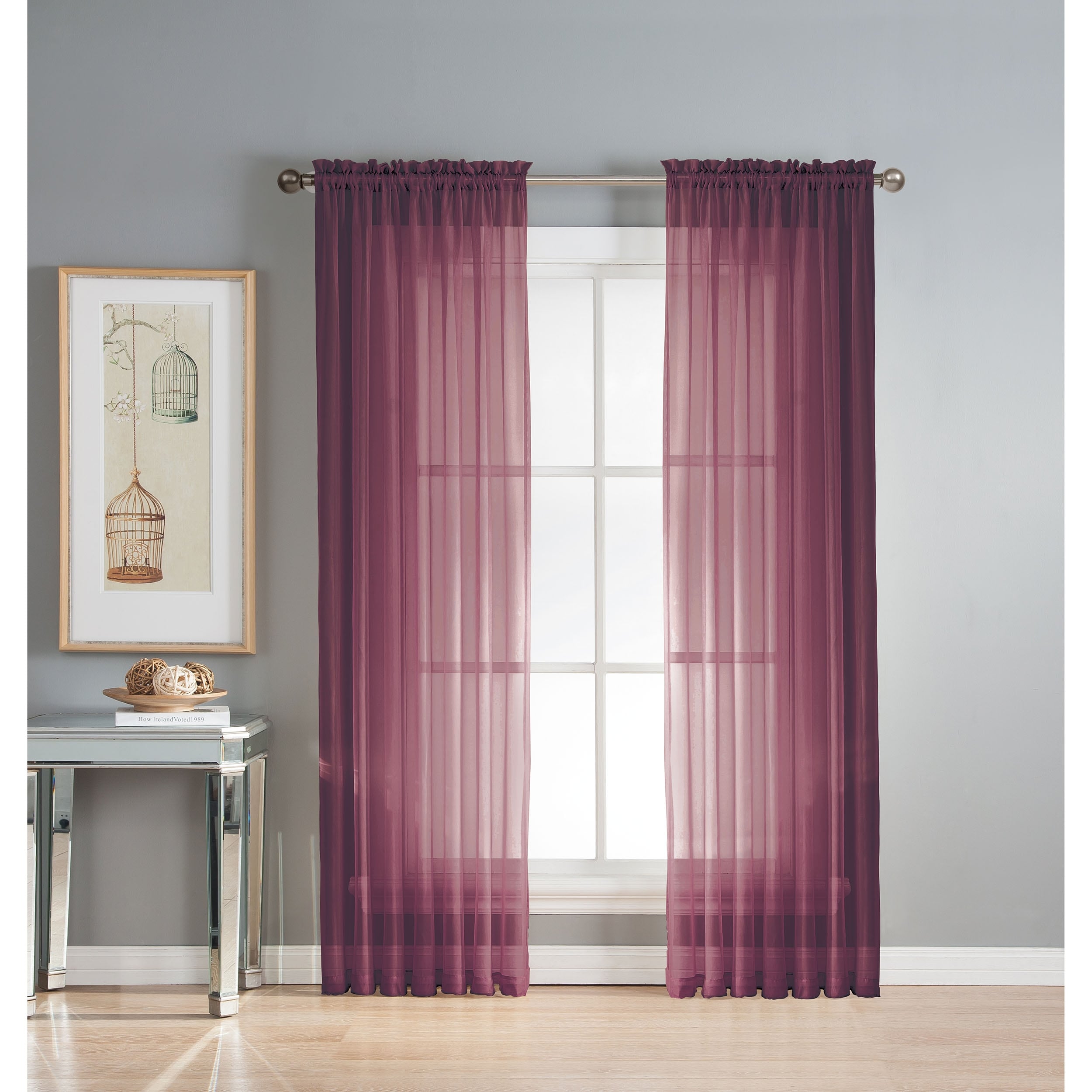 Window Elements Diamond Sheer Voile Extra Wide, 56 Inch Wide. Rod Pocket Curtain Panel