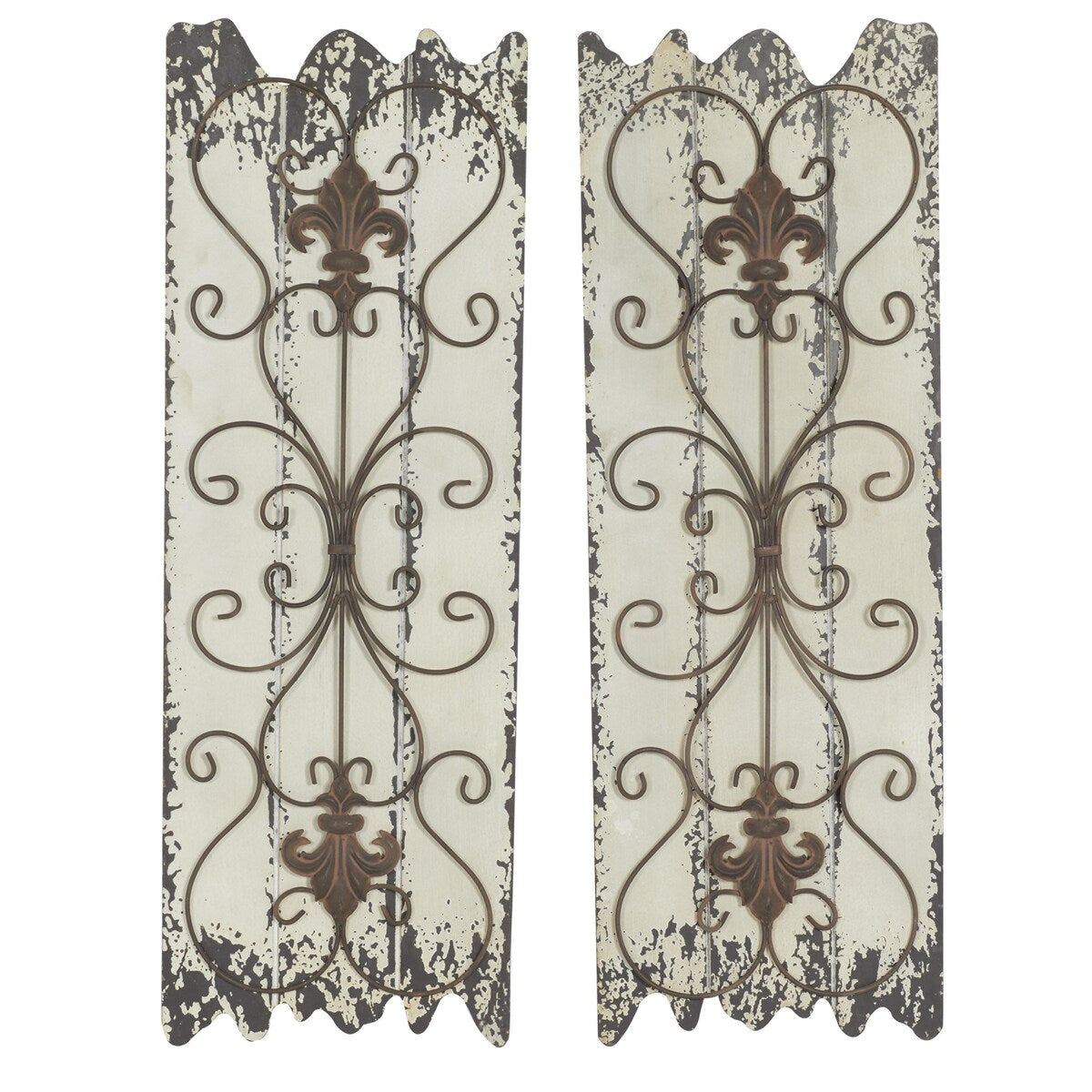 Wooden Scroll Arabesque Home Wall Decor - Set of 2 White - Roche River Decor