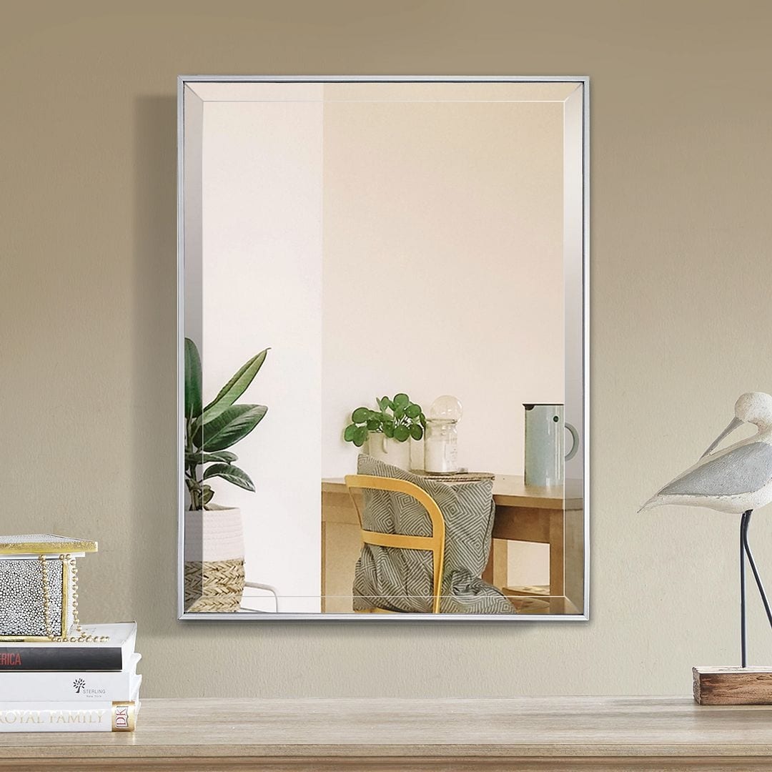 Silver Beveled Framed Wall Mirror