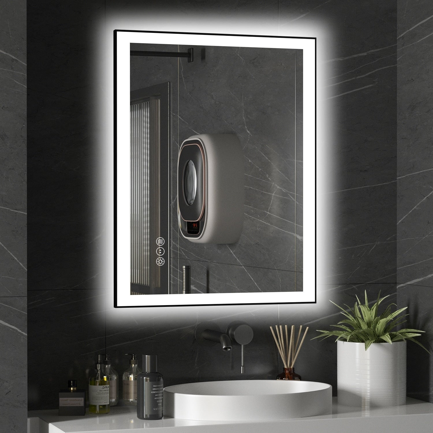 QuivaraView Premium Black Aluminum Framed LED lighting Vanity Mirrors