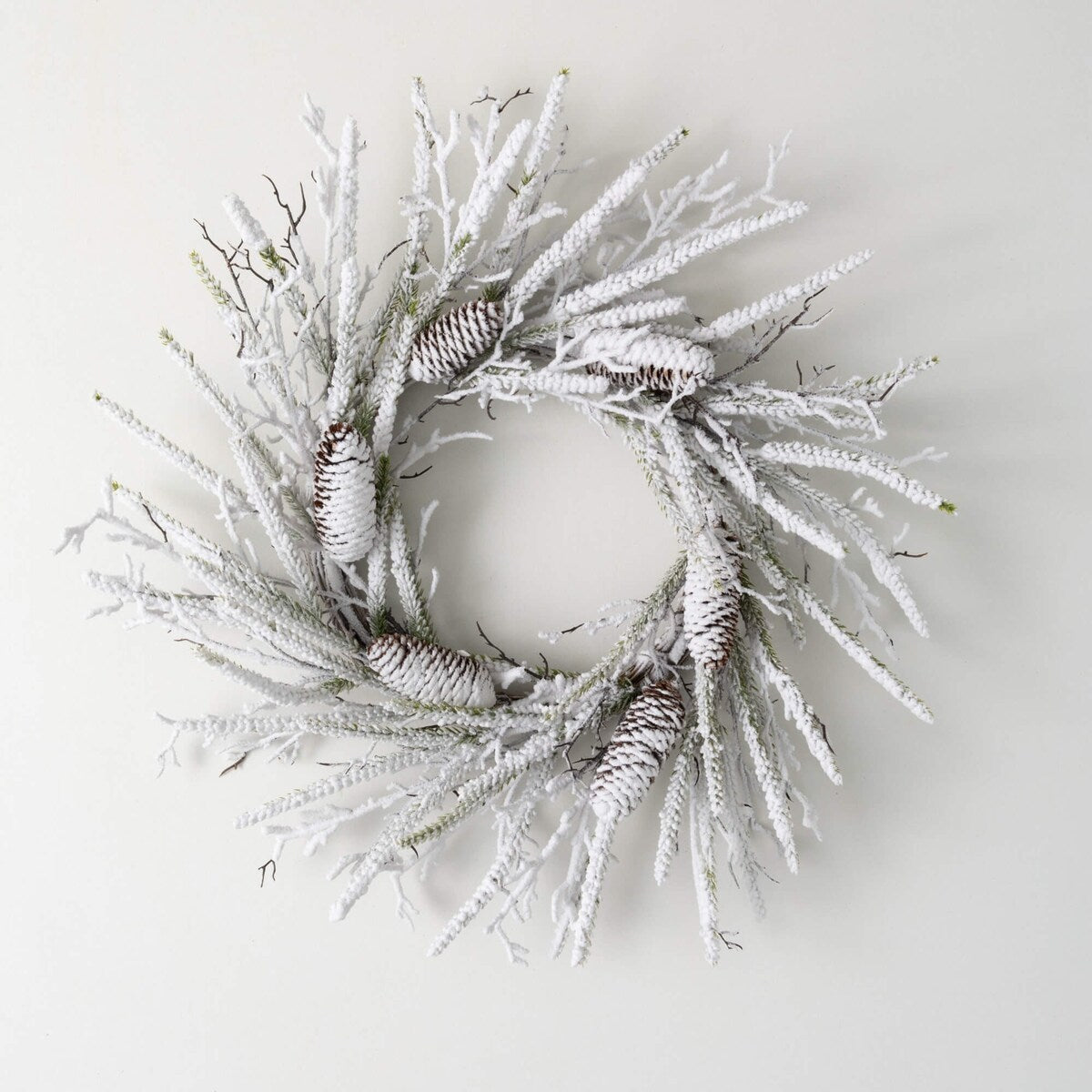 Sullivans Artificial Christmas Flocked Pine Twig Wreath