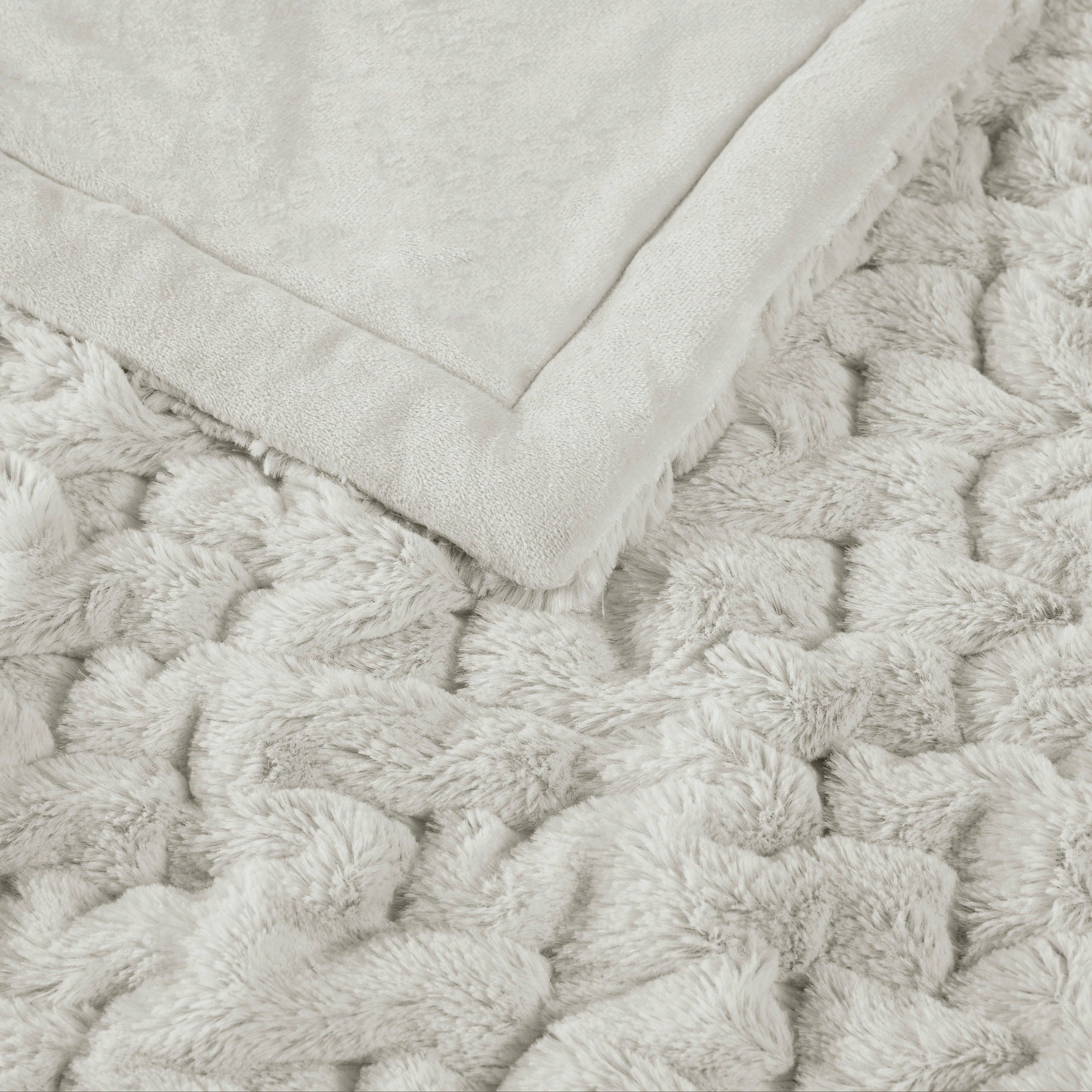 Madison Park Ruched Fur Throw