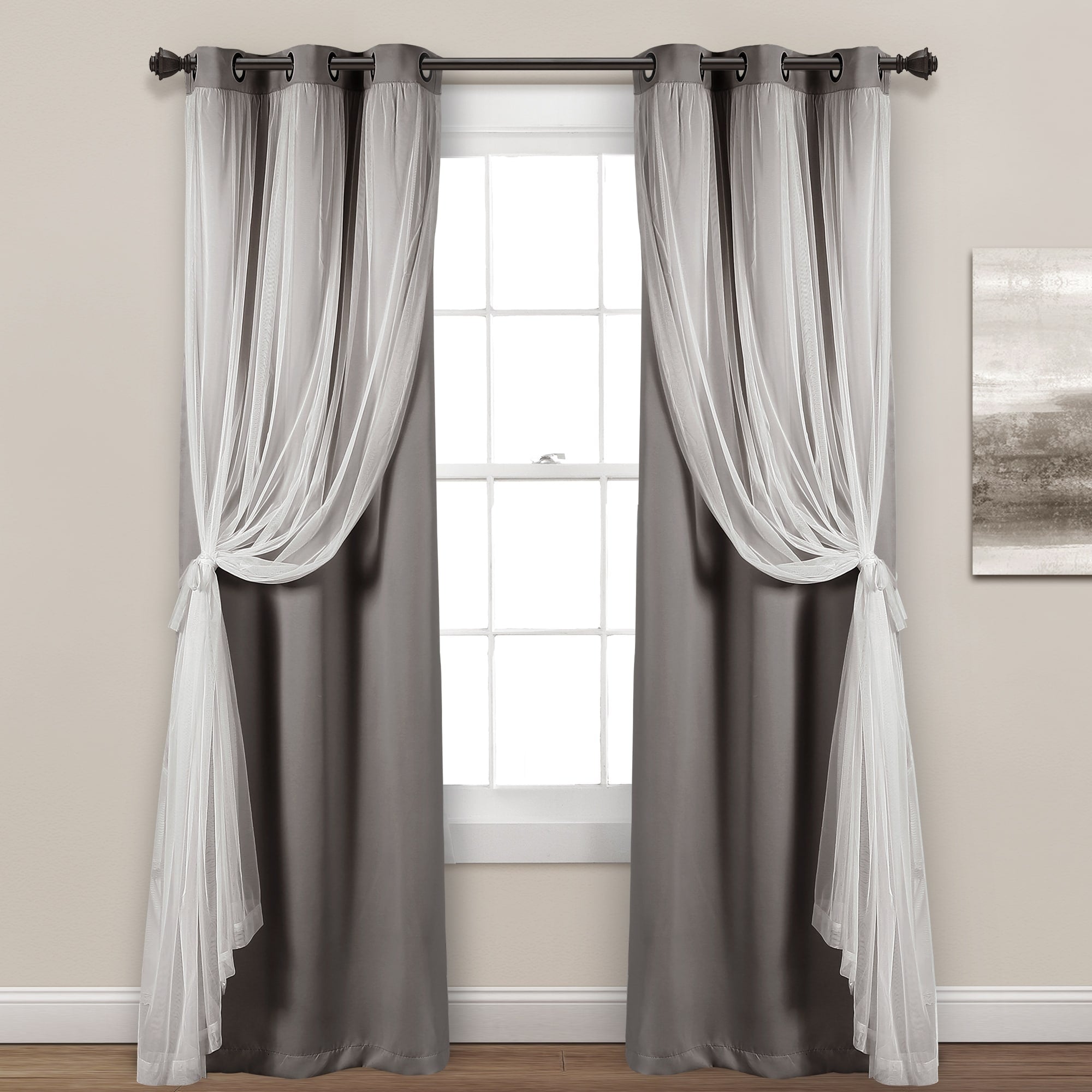 Lush Decor Grommet Sheer Panel Pair with Insulated Blackout Lining