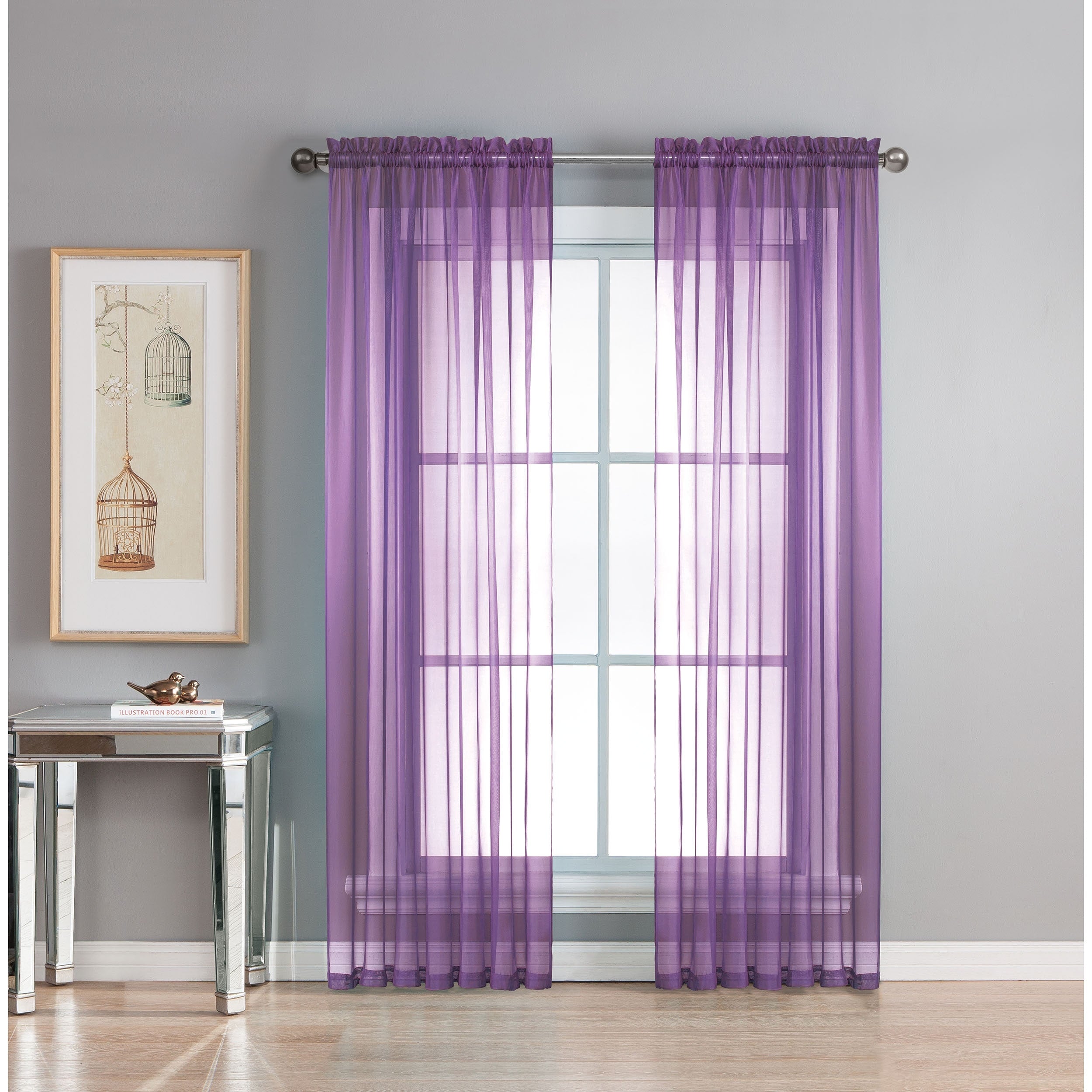 Window Elements Diamond Sheer Voile Extra Wide, 56 Inch Wide. Rod Pocket Curtain Panel