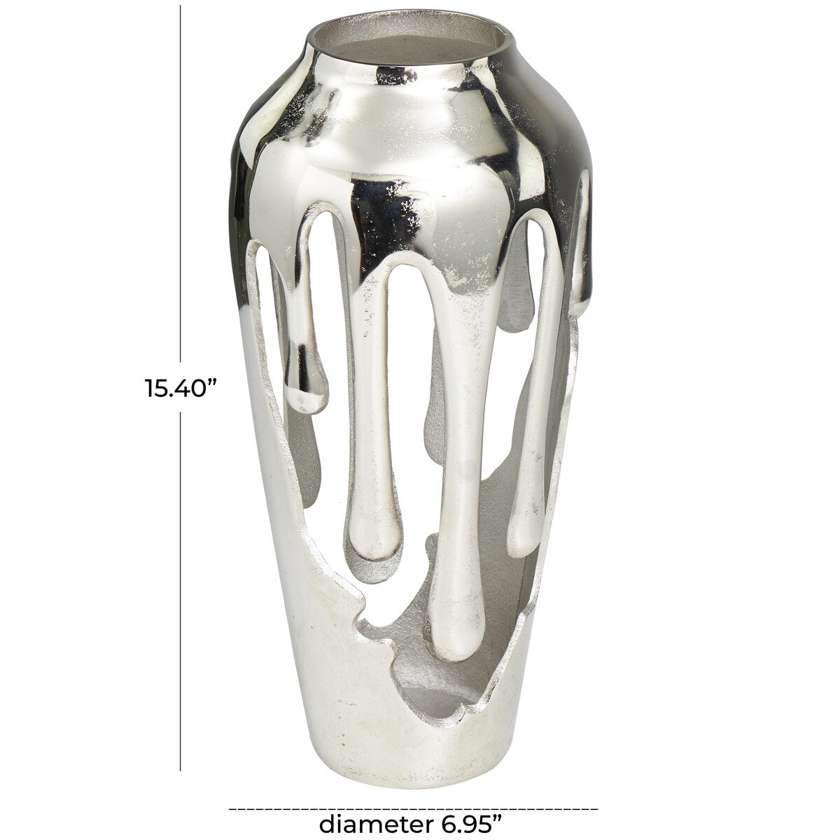 Aluminum Metal Drip Decorative Vase with Melting Designed Body - Silver, Gold or Black - Roche River Decor