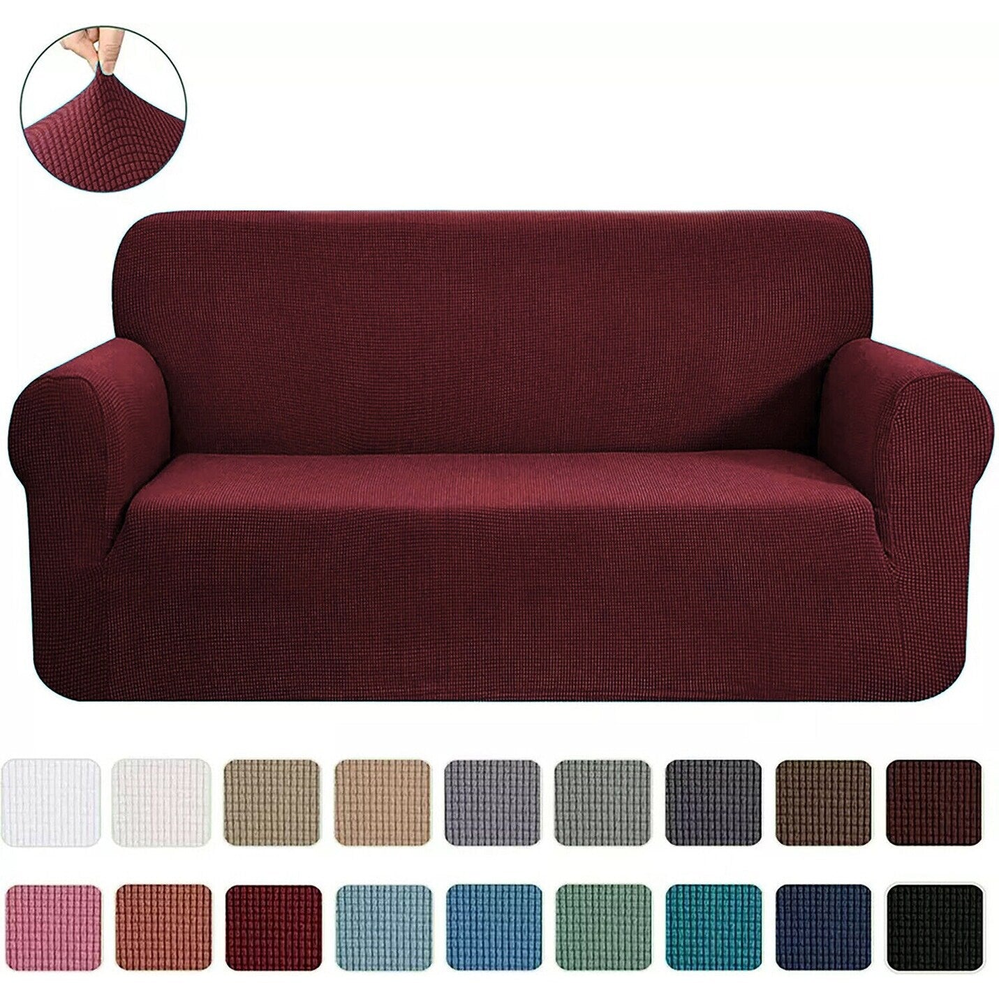 2-Piece Set Slipcover Sofa & Loveseat Cover Protector 4-Way Stretch Elastic - 96 x 74