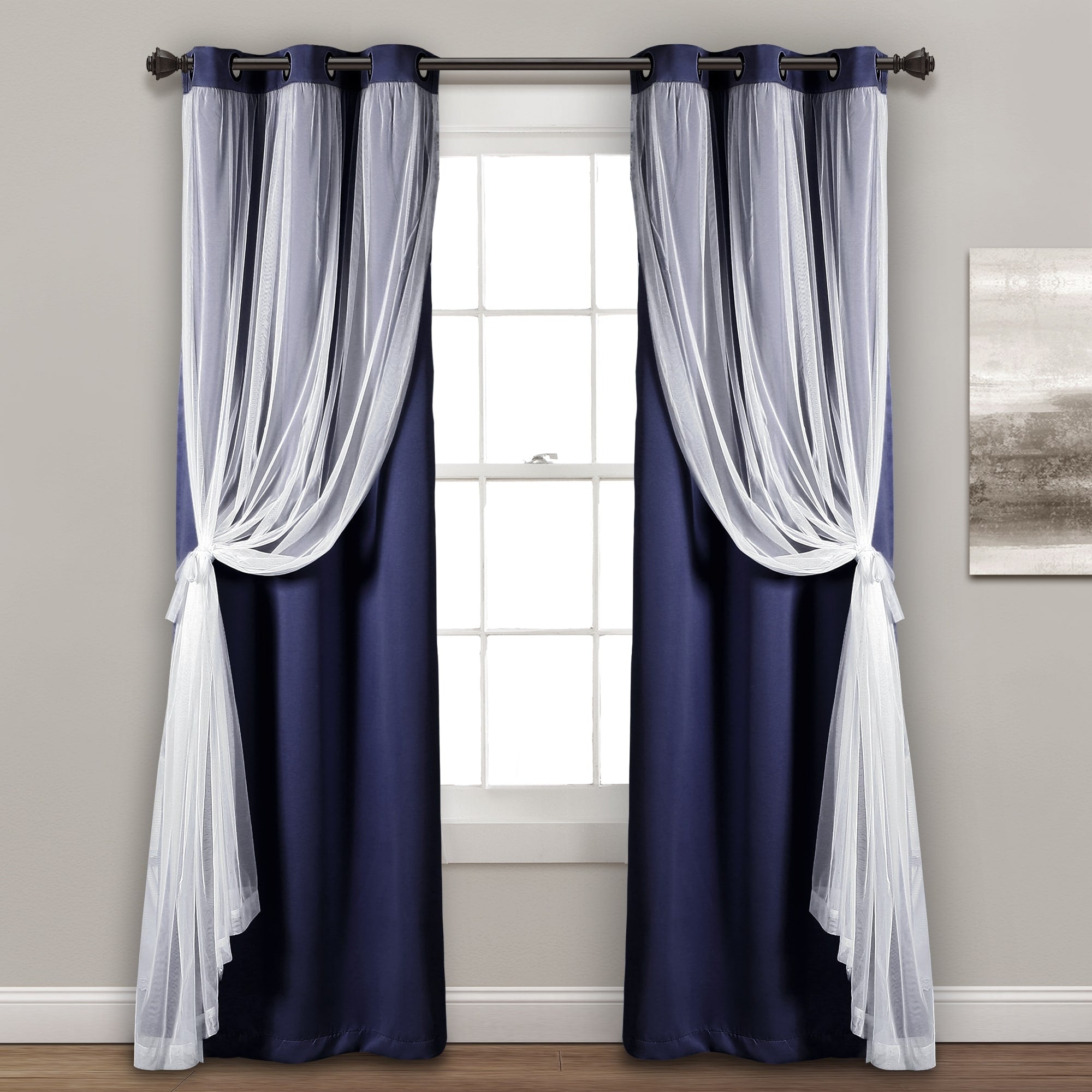 Lush Decor Grommet Sheer Panel Pair with Insulated Blackout Lining