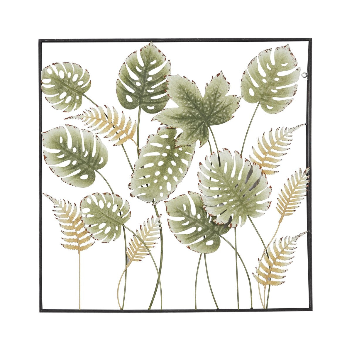 Metal Leaf Tall Cut-Out Home Wall Decor with Intricate Laser Cut Designs - Green - Roche River Decor