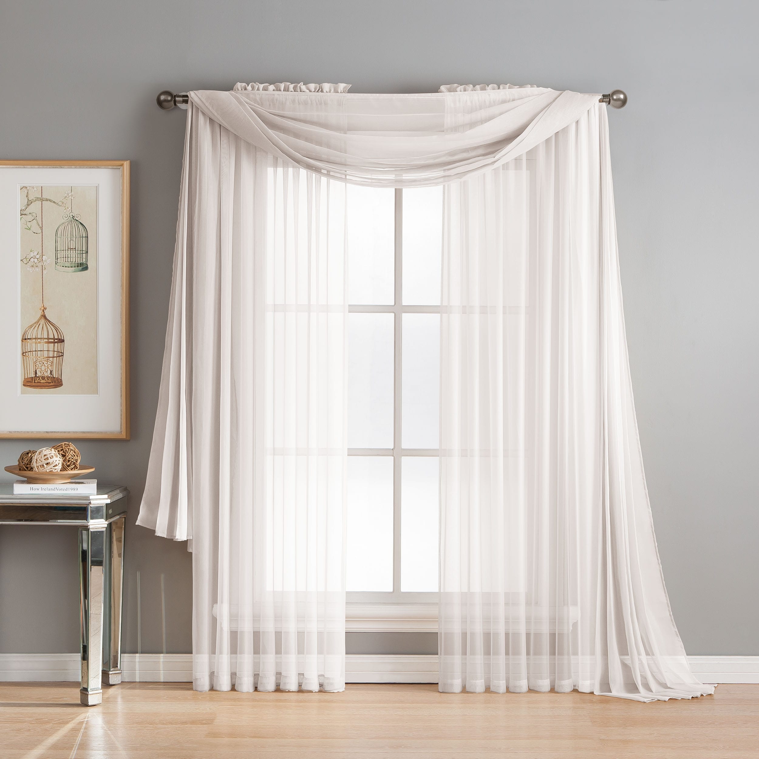 Window Elements Diamond Sheer Voile Extra Wide, 56 Inch Wide. Rod Pocket Curtain Panel