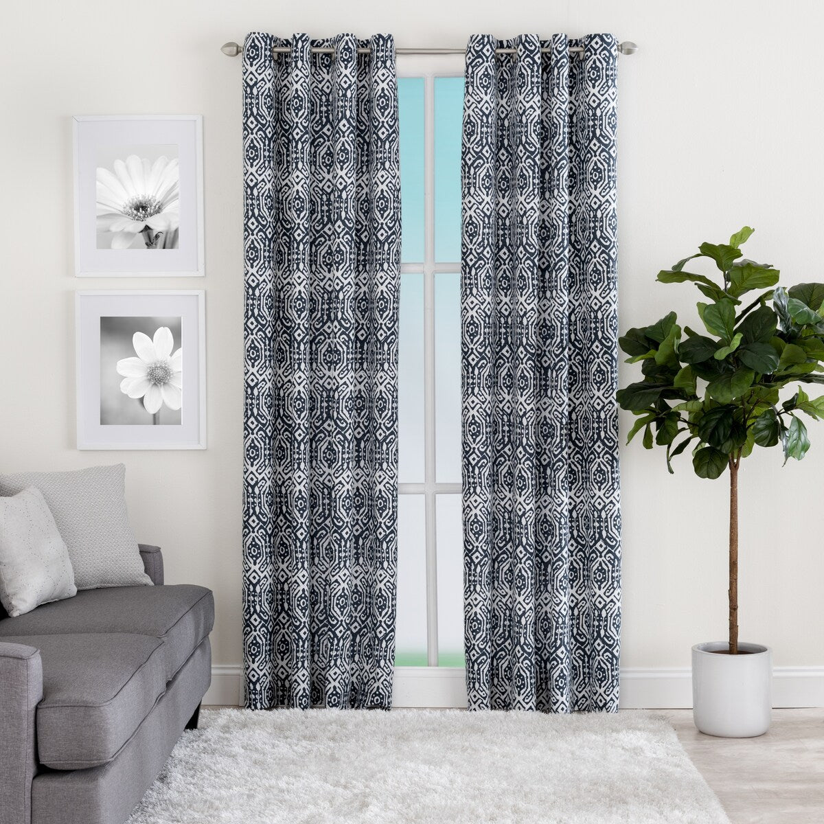 Porch & Den Moroccan Pattern Grommet Top Curtain Panel