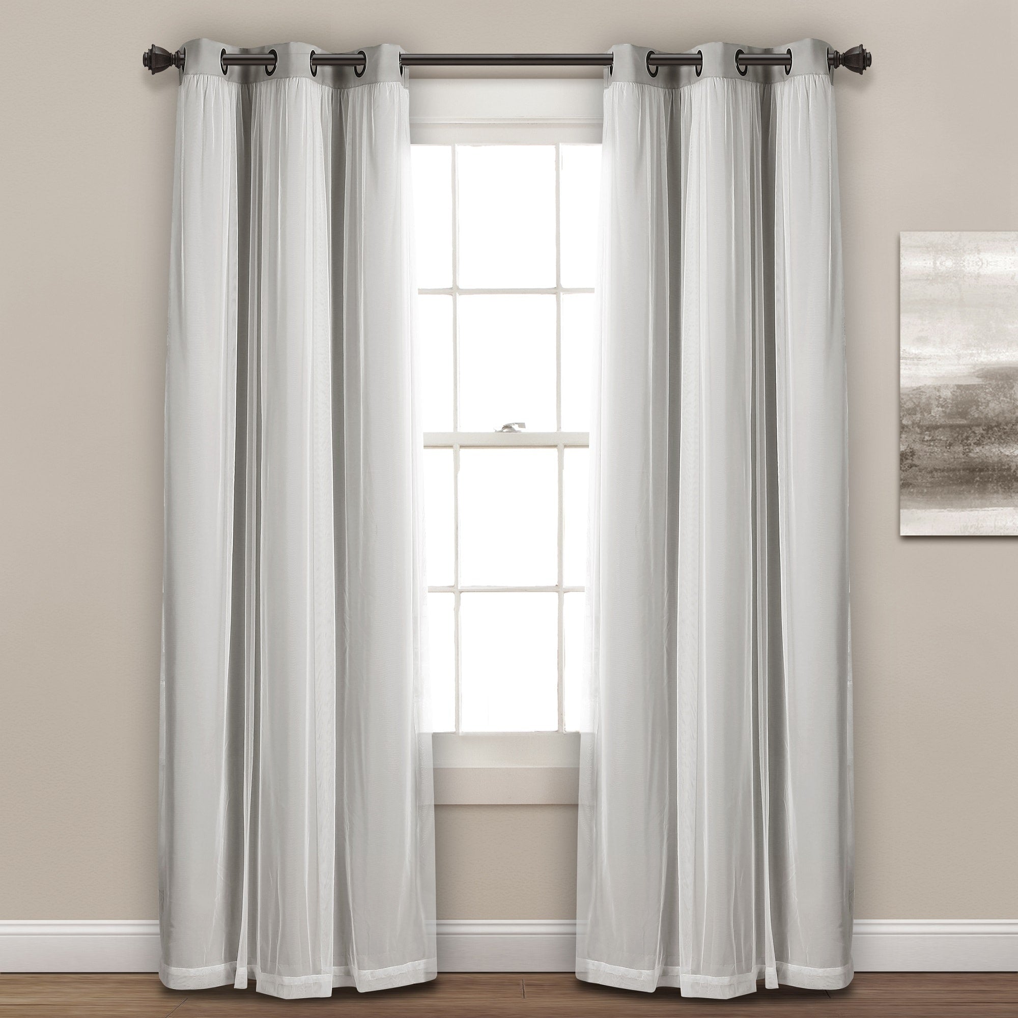 Lush Decor Grommet Sheer Panel Pair with Insulated Blackout Lining