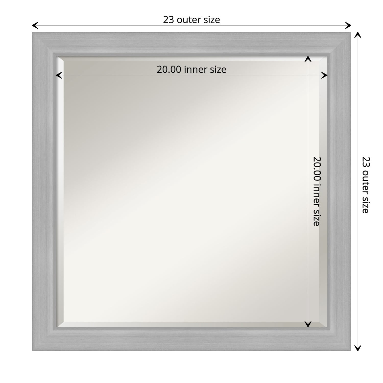 Beveled Bathroom Wall Mirror - Vista Brushed Nickel Frame