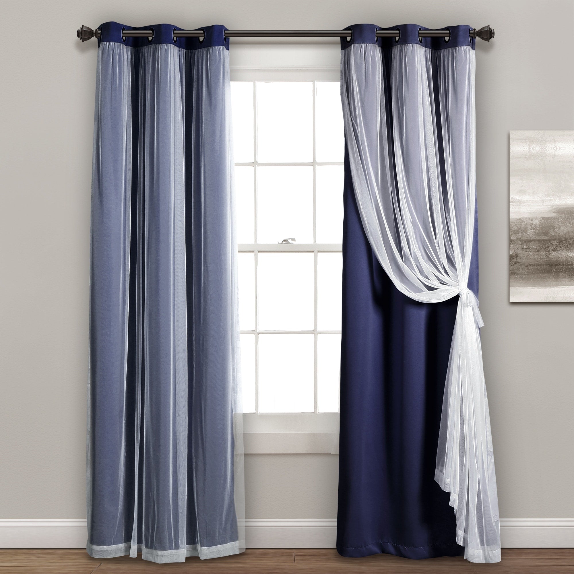 Lush Decor Grommet Sheer Panel Pair with Insulated Blackout Lining