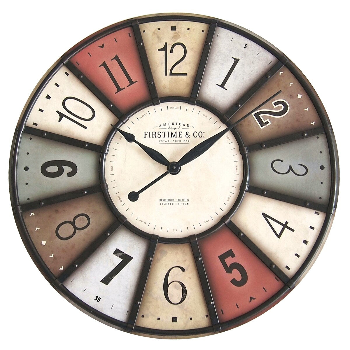 FirsTime & Co. Color Motif Farmhouse Wall Clock, American Crafted, Multi-Color, Wood, 27 x 2 x 27 in