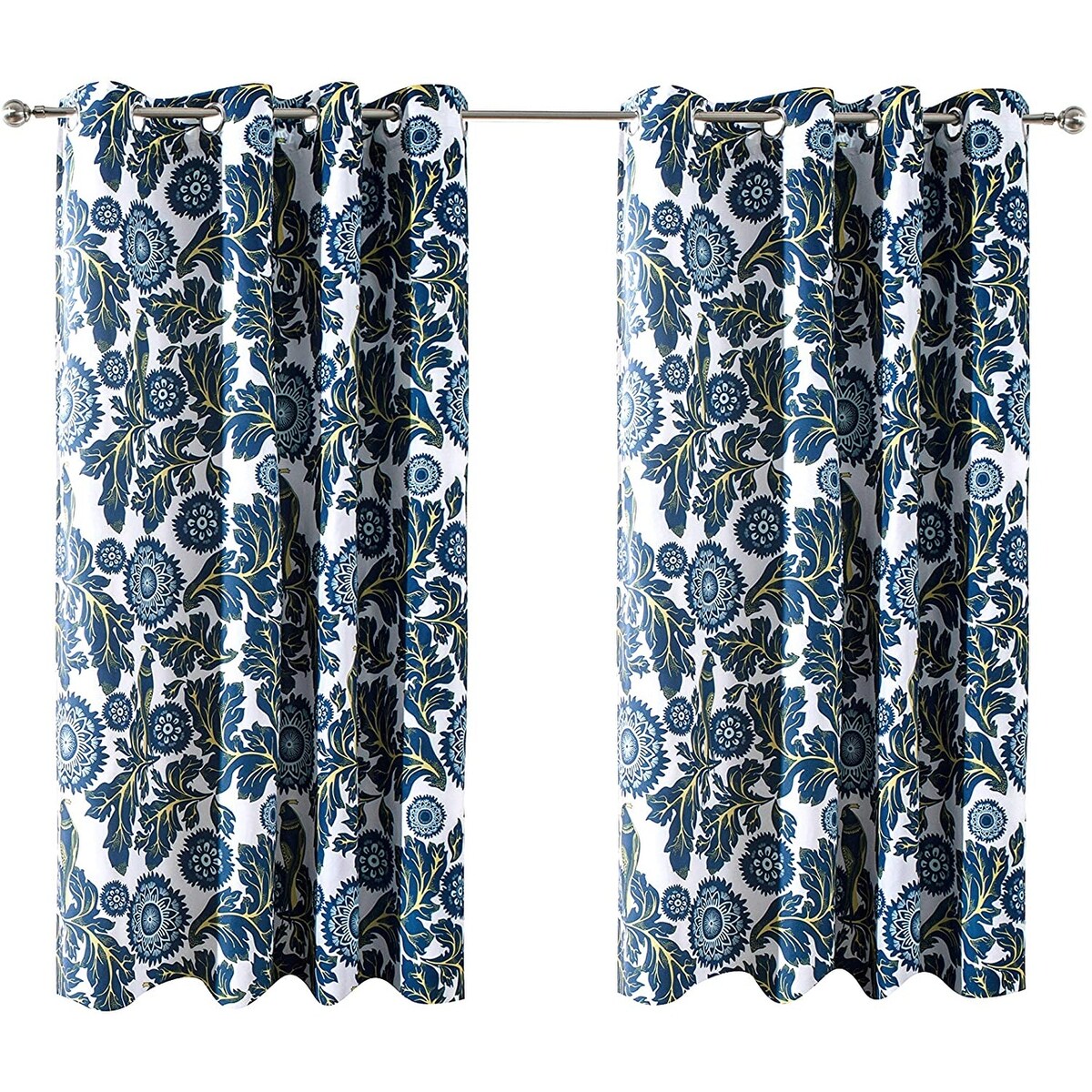 Porch & Den Eyres Floral and Bird Thermal Lined Blackout Curtain Panel Pair