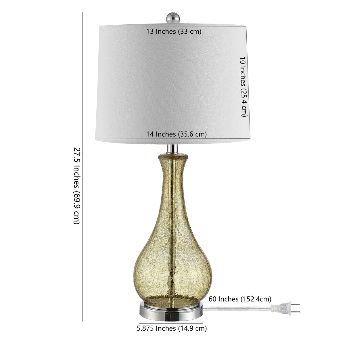 SAFAVIEH Lighting Elsgard 28-inch Crackle Glass LED Table Lamp - 14 W x 14 D x 28 H - 14Wx14Dx28H