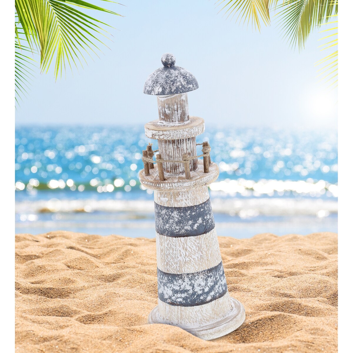 CoTa Global Silver Sea Lighthouse Collection, 2 Pcs Set - Handmade - 11.8″Lx4″Wx4″H