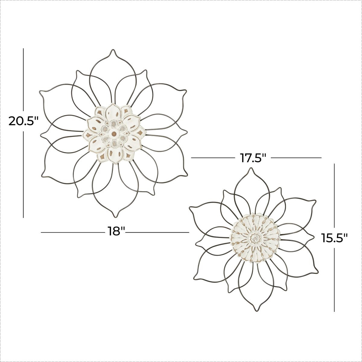 Metal Floral Home Wall Decor - Set of 2 Black - Roche River Decor