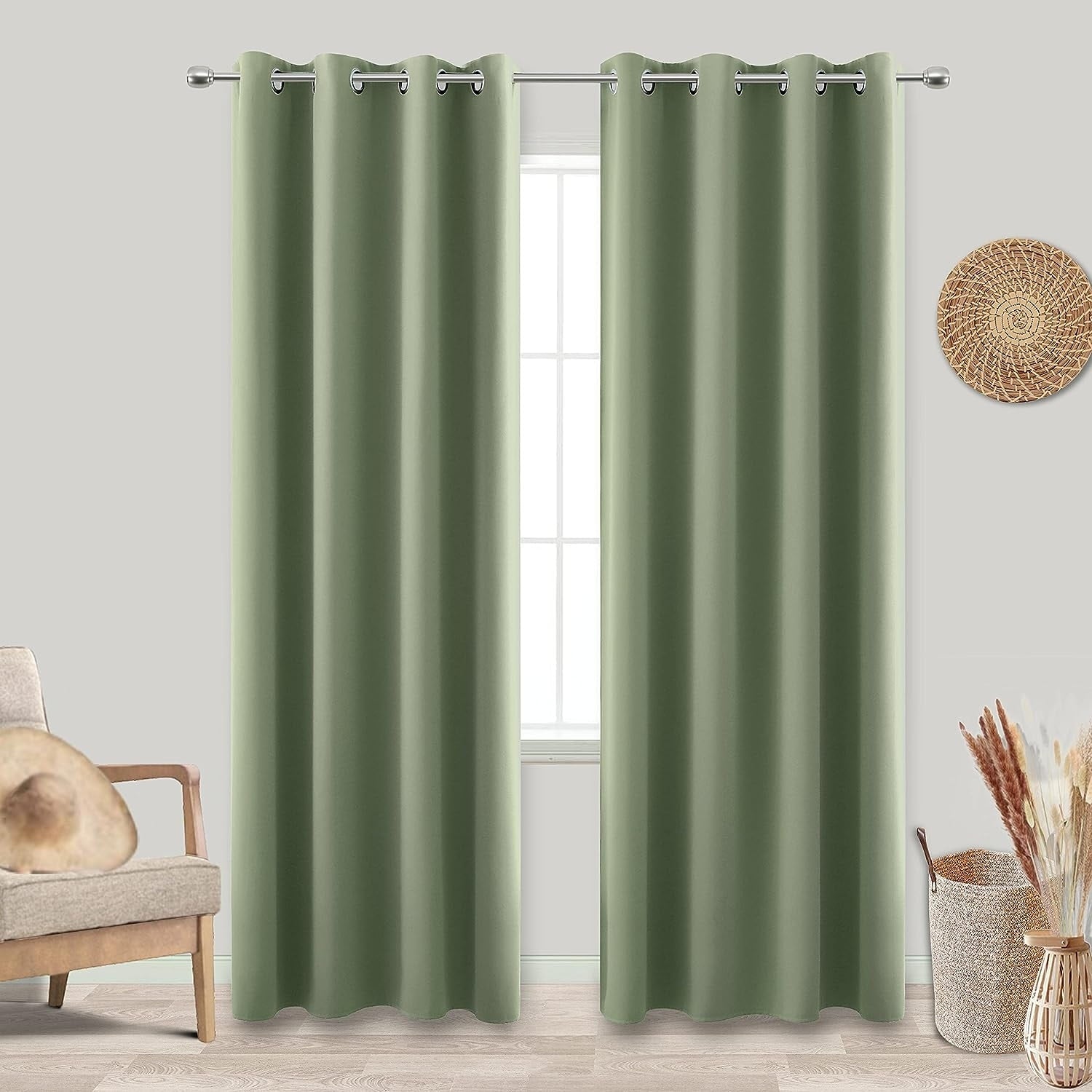 2 Pcs 95 Inch Heavy Insulated Blackout Curtain Panels