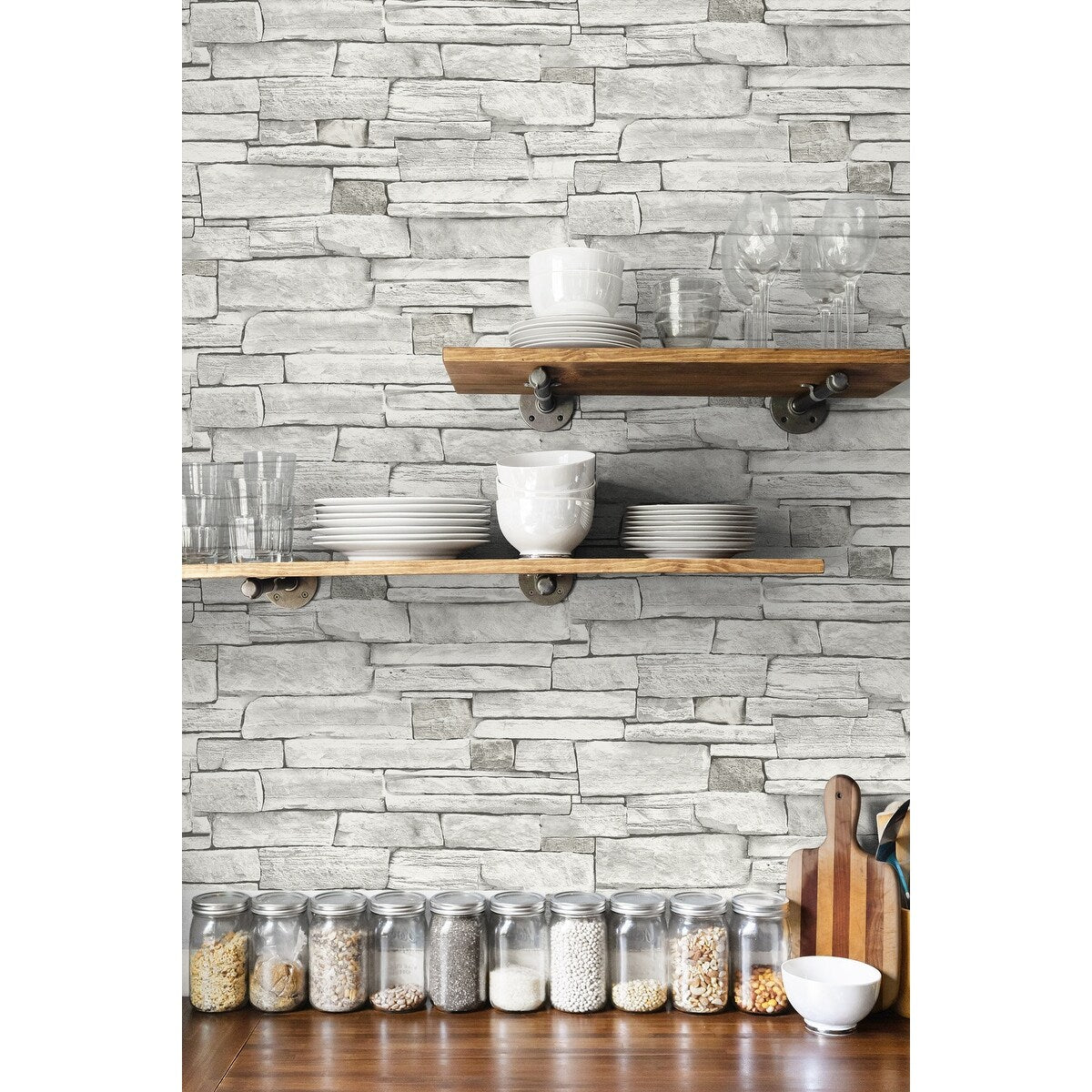 NextWall Stacked Stone Peel and Stick Wallpaper - 20.5 in. W x 18 ft. L