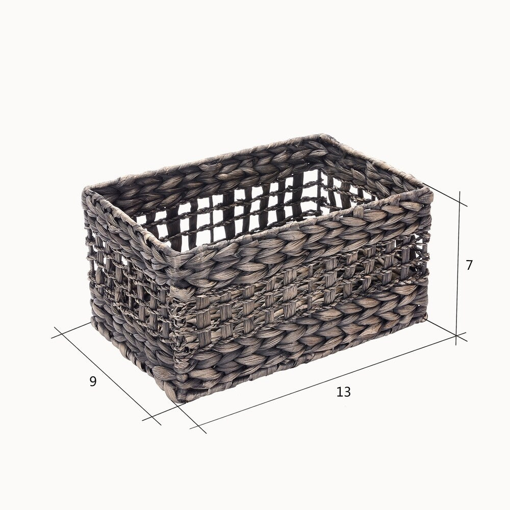 Villacera Rectangle Hand Weaved Wicker Baskets Natural Seagrass Bins Set of 2