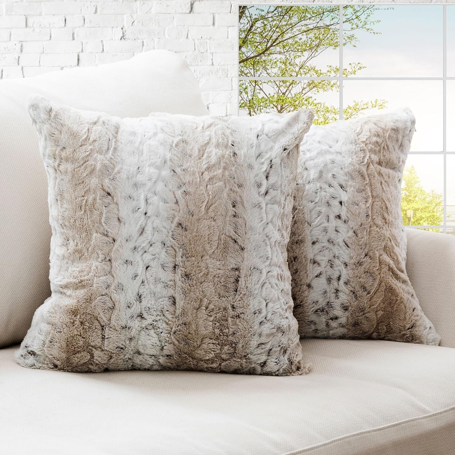 Cheer Collection Embossed Faux Fur Throw Pillows