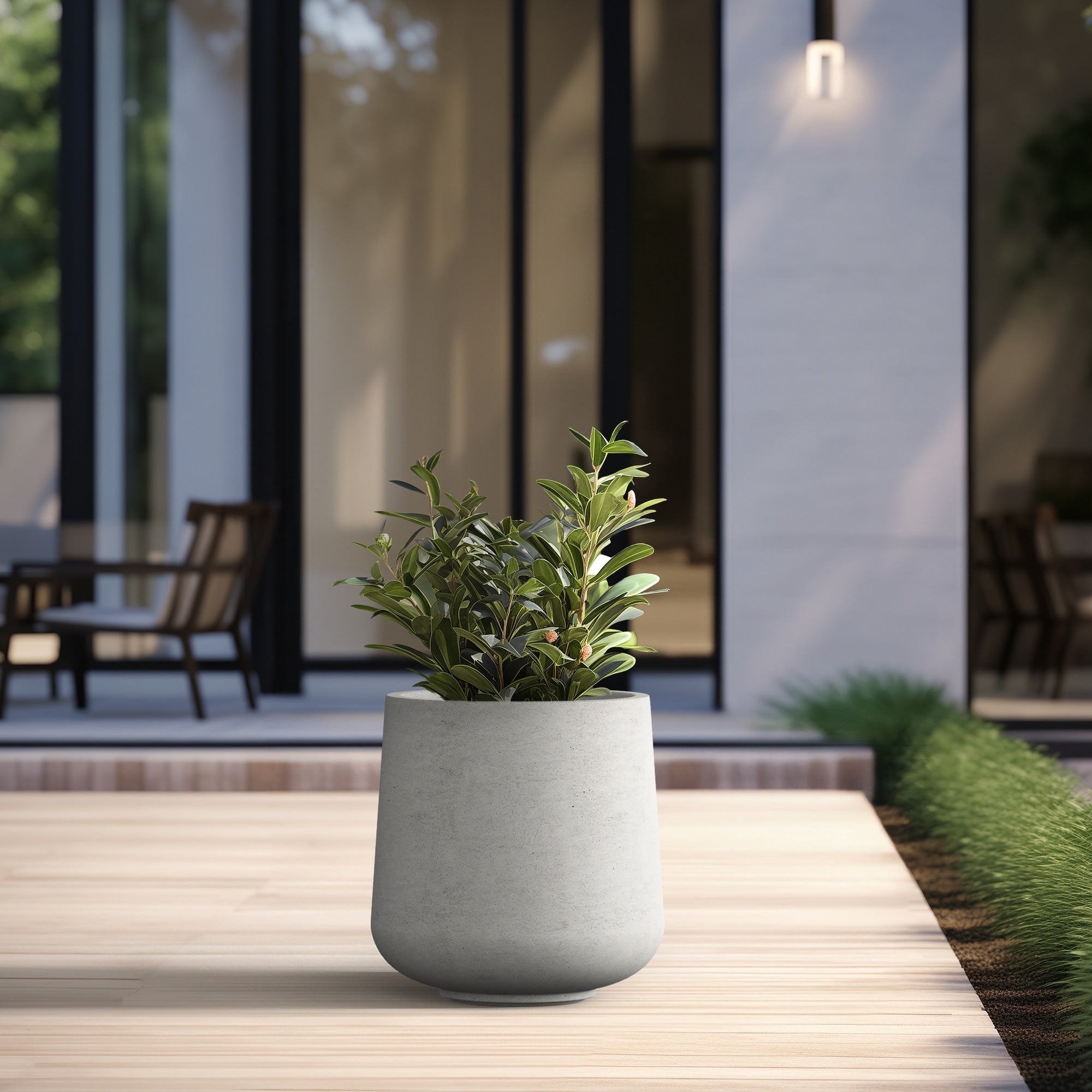 Tall Concrete Round Plant Pots / Large Indoor and Outdoor flower Planters