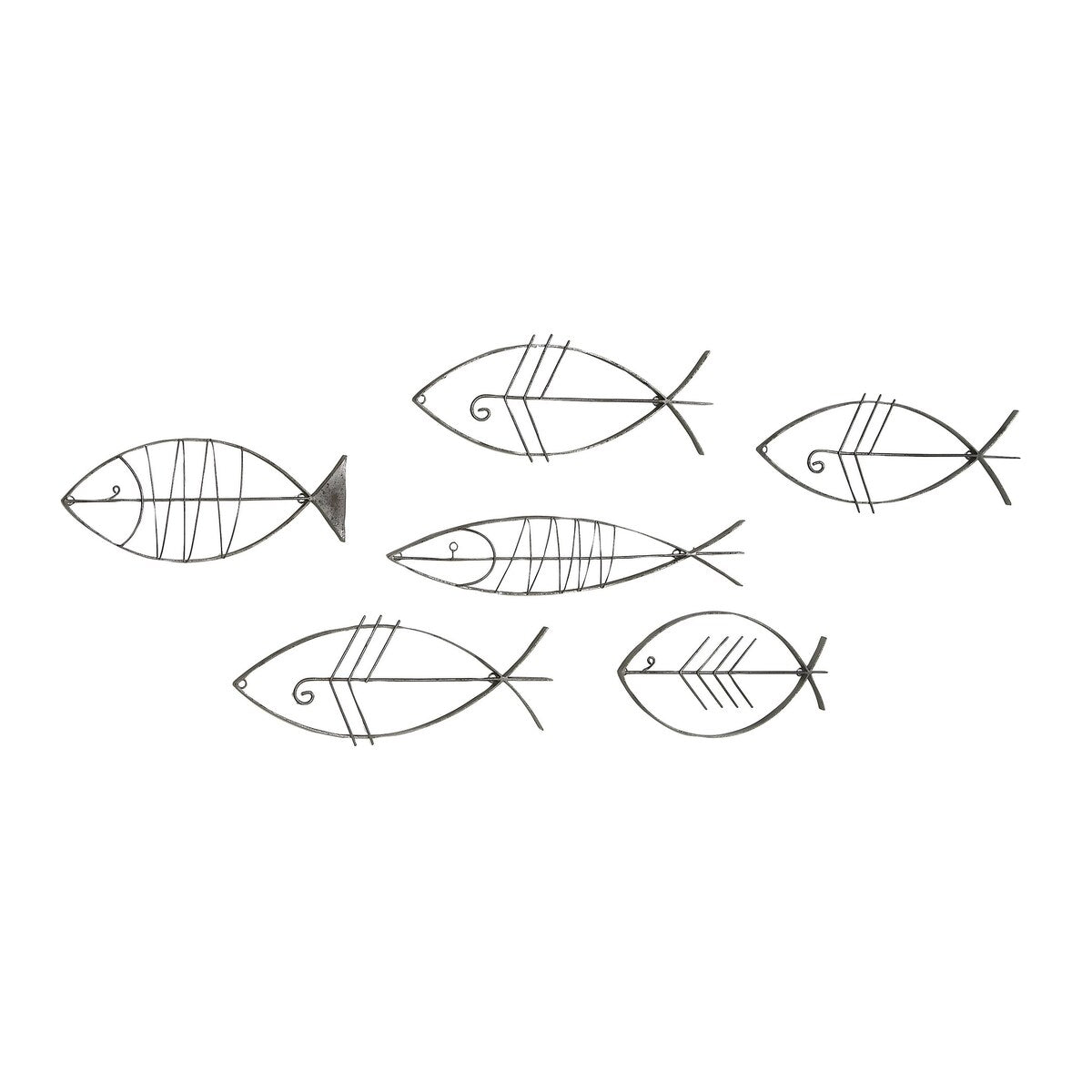 Metal Fish Indoor Outdoor Wire Home Wall Decor - Set of 6 Black - Roche River Decor