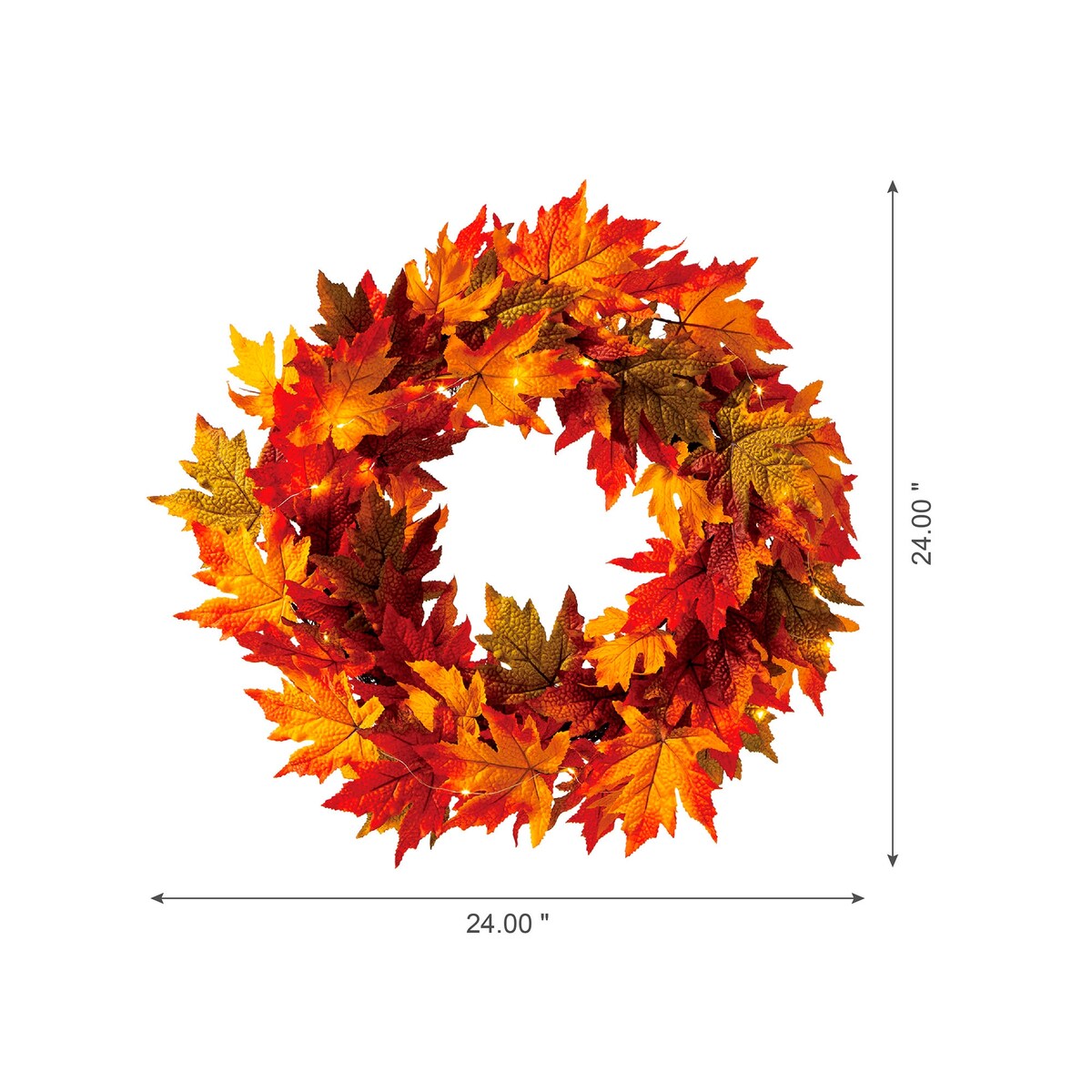 Glitzhome Thanksgiving LED Lighted Fall Maple Leaves Wreath & Garland