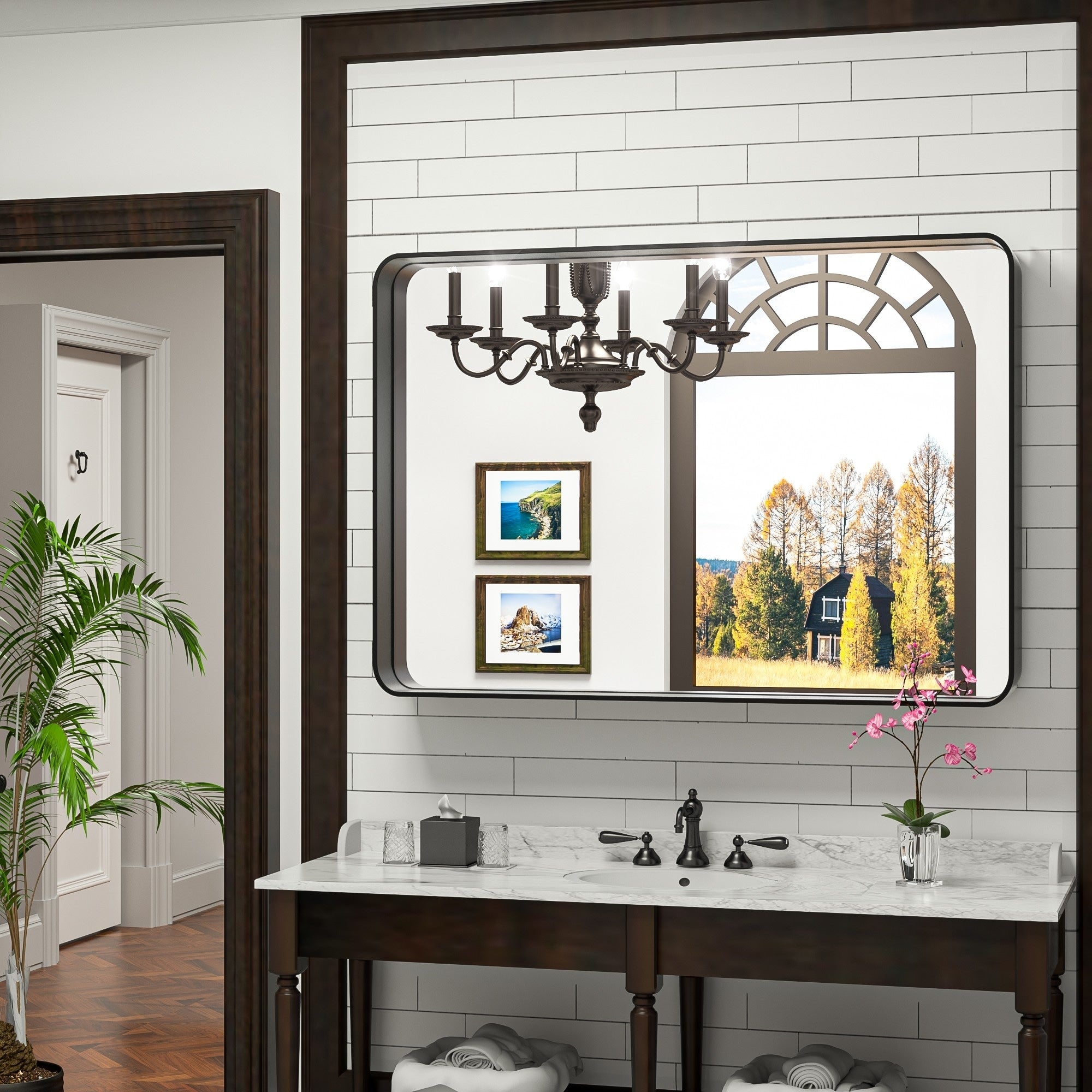 TokeShimi Modern Metal Frame Bathroom Vanity Wall Mirror