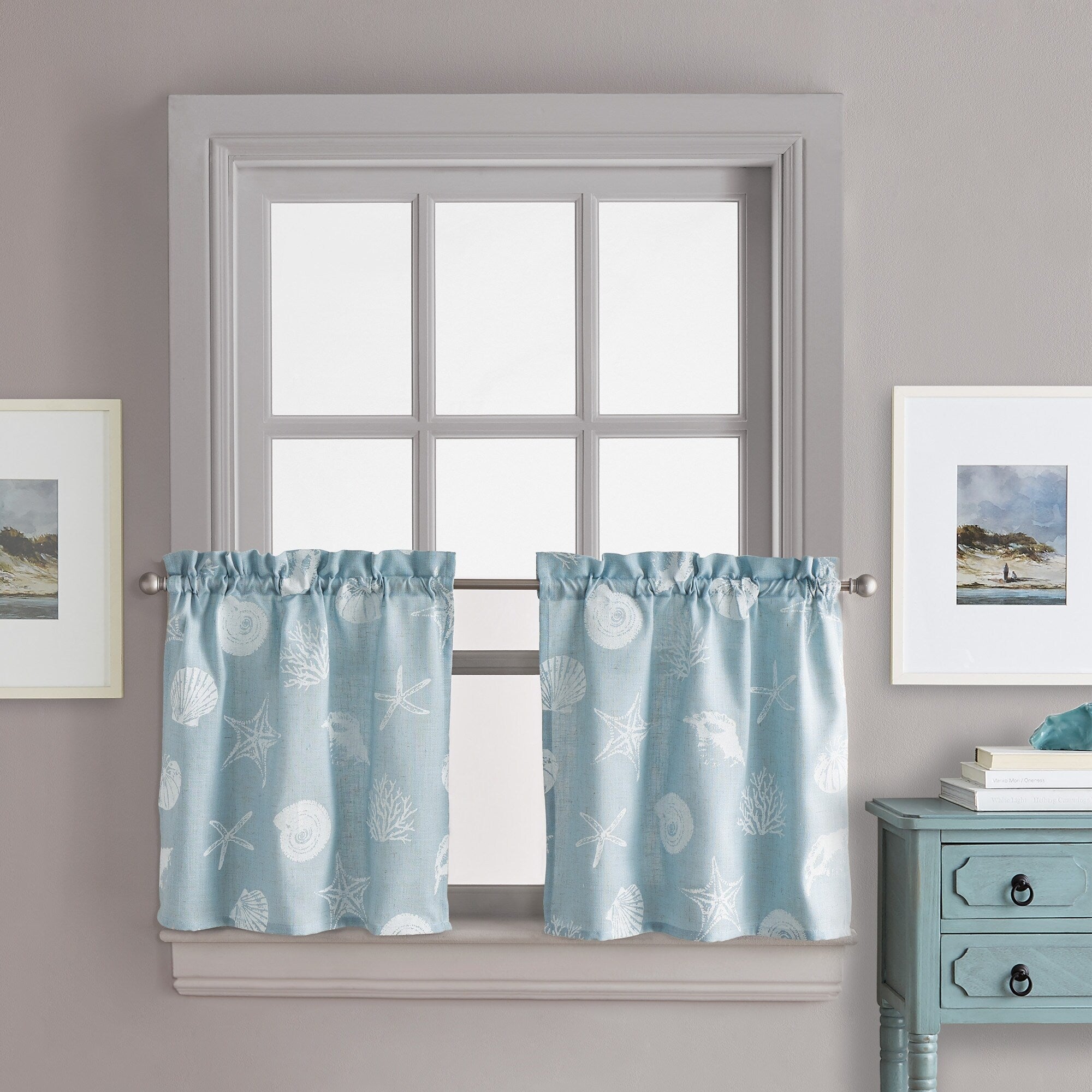 Coastal Seashells Valance, Swag and Tier Pair Curtain Collection