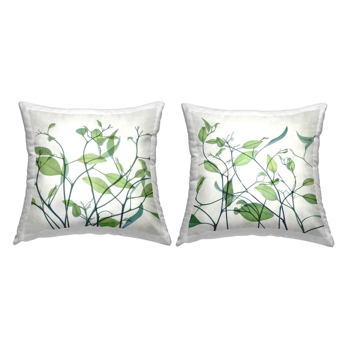 Stupell Green Botanical Leaves Decorative Printed Throw Pillow Design by Dianne Poinski (Set of 2)