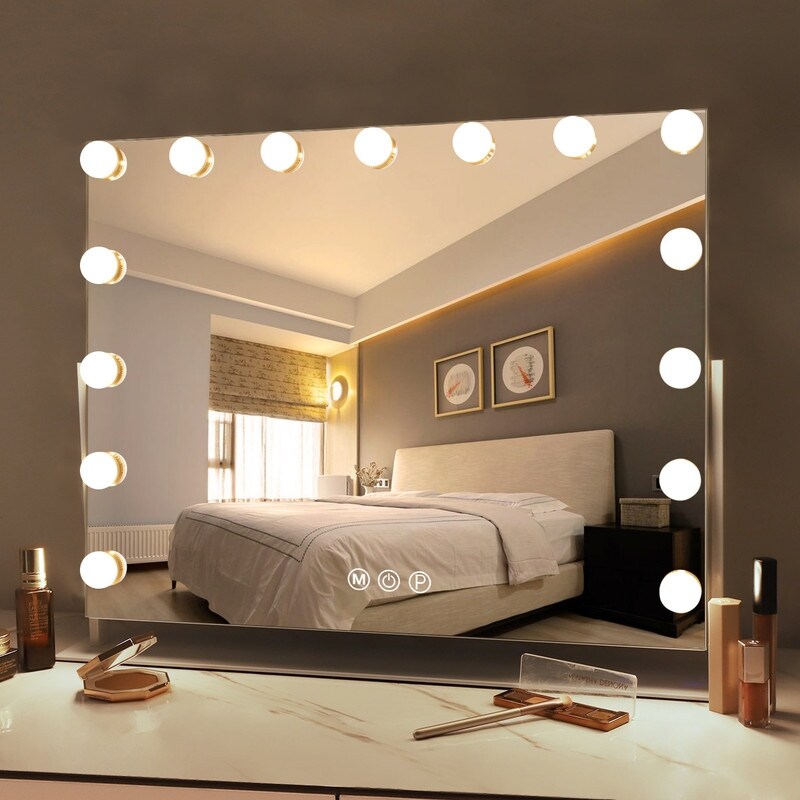 VANITII Hollywood Makeup Vanity Mirror With Lights 15 LED Bulbs USB Port White 360 Degree Rotation