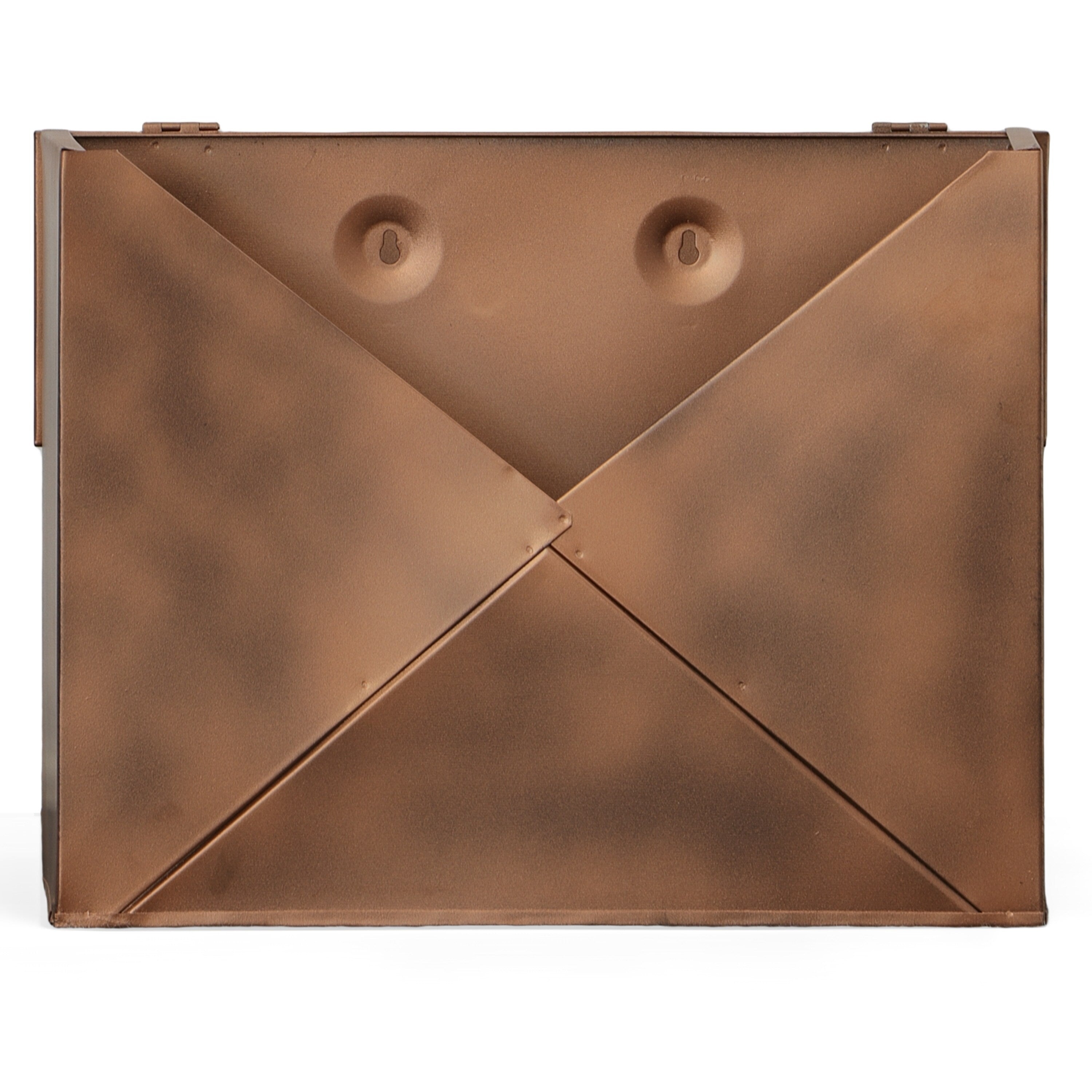 Spacious Envelope Shaped Wall Mount Iron Mail Box, Copper Finish