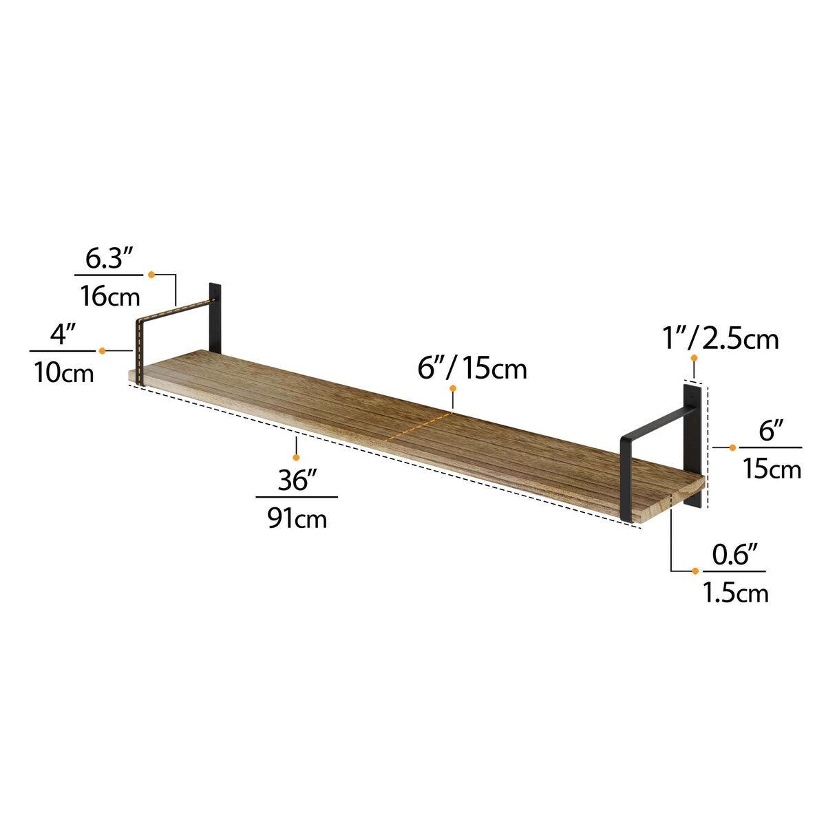 Wallniture Toledo 36 inch Floating Shelves, Book Shelves for Living Room, Bedroom Wall Shelves, Kitchen Wall Shelves