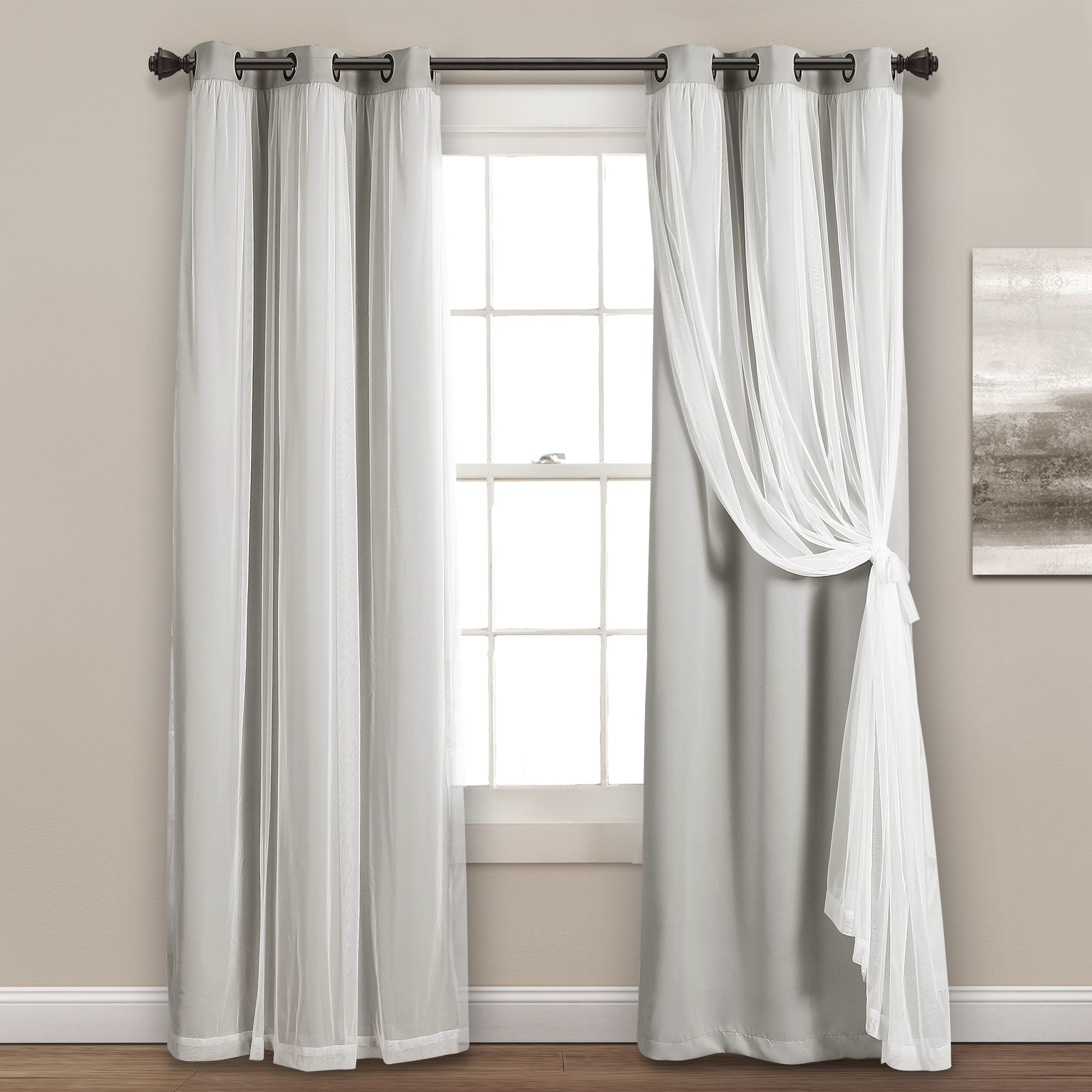 Lush Decor Grommet Sheer Panel Pair with Insulated Blackout Lining