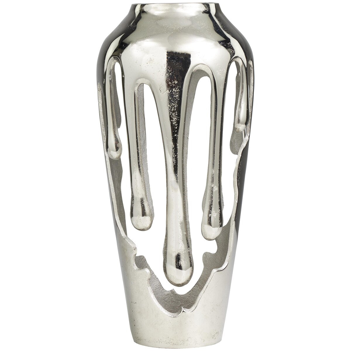 Aluminum Metal Drip Decorative Vase with Melting Designed Body - Silver, Gold or Black - Roche River Decor