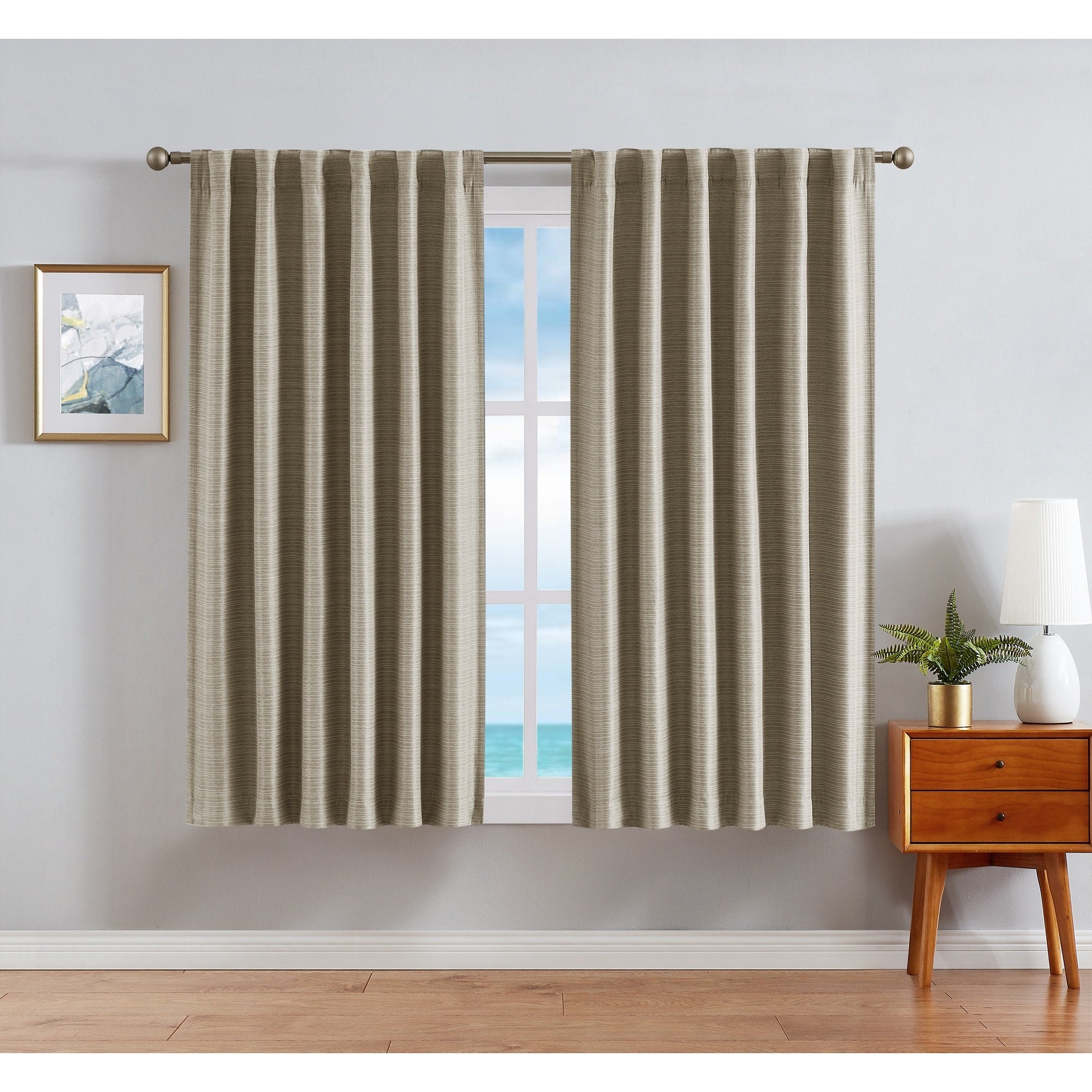 Nautica Robin Thermal Woven Room Darkening Back Tab Window Curtain Panel Pair