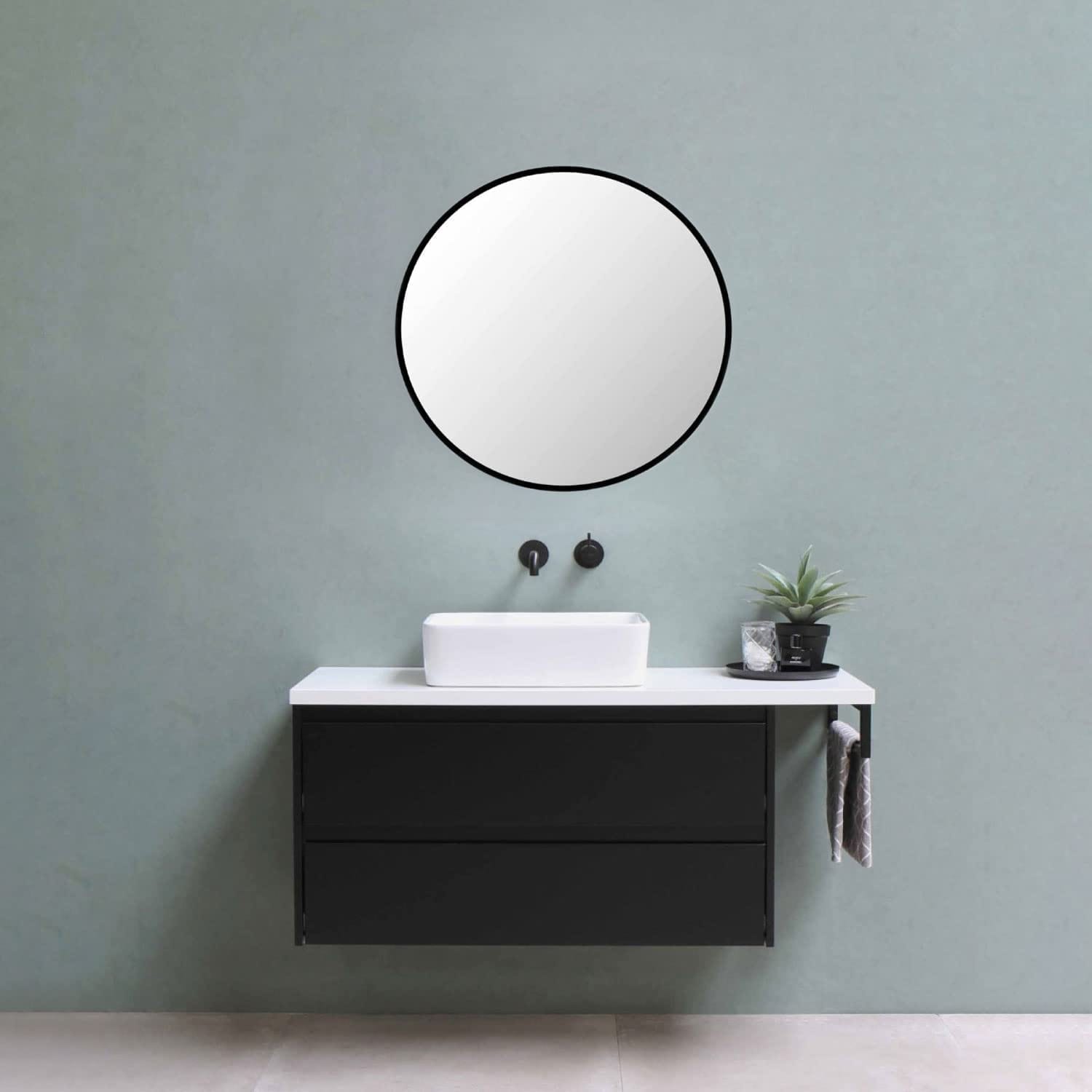 16 Inch Modern Round Bathroom Wall Mirror