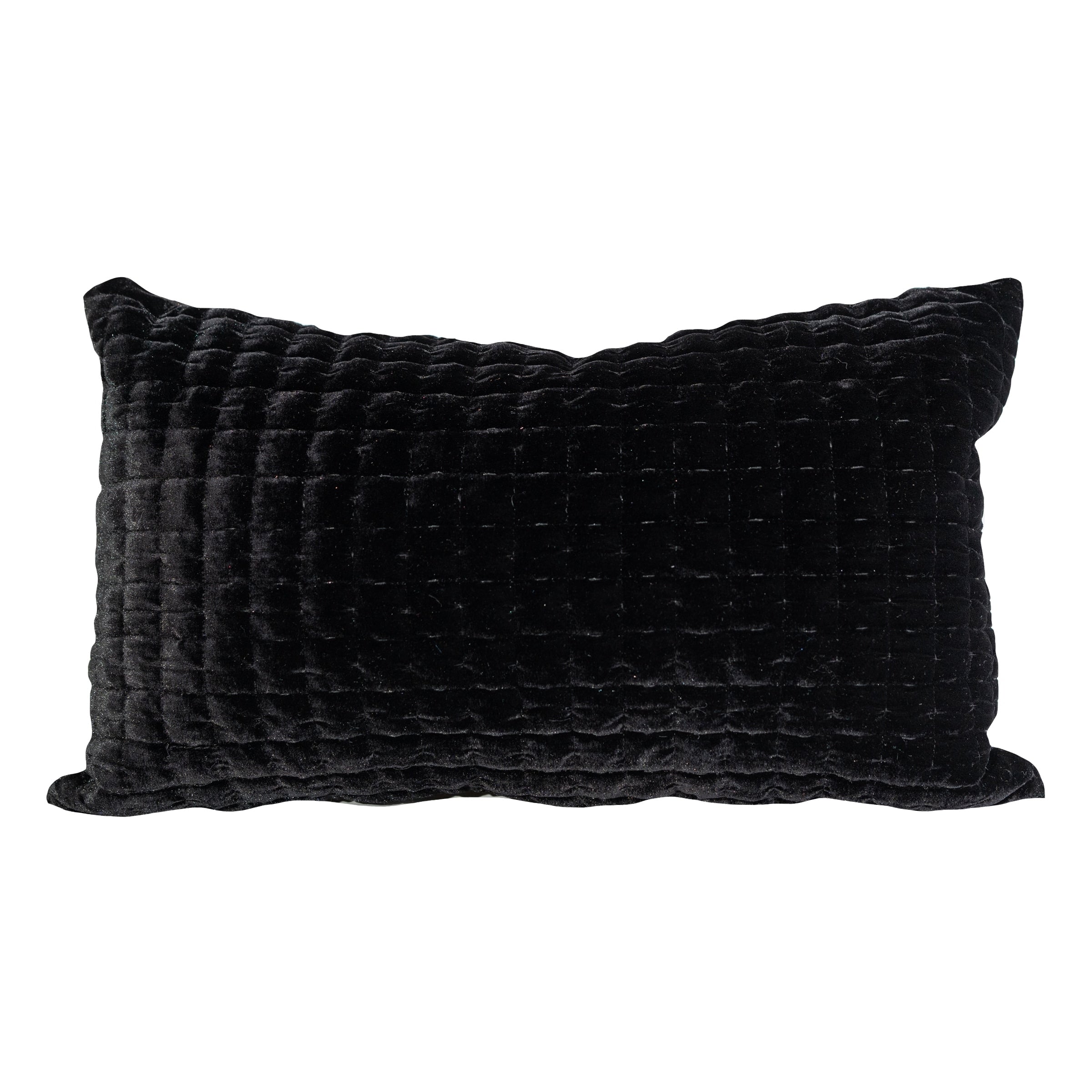 Layla Quilted Velvet Accent Pillow Cushion 12x20 Grey