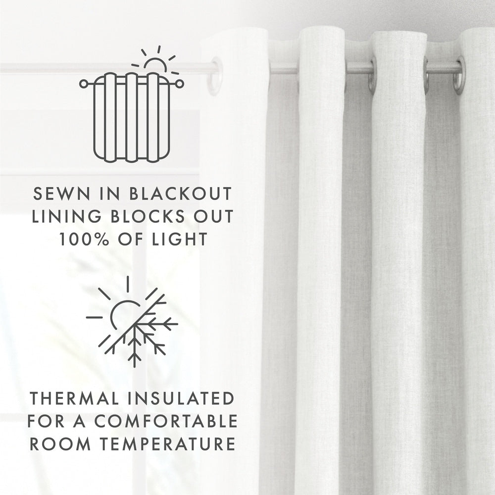 Becky Cameron Set of 2 Linen Blend Energy Saving Blackout Grommet Curtains