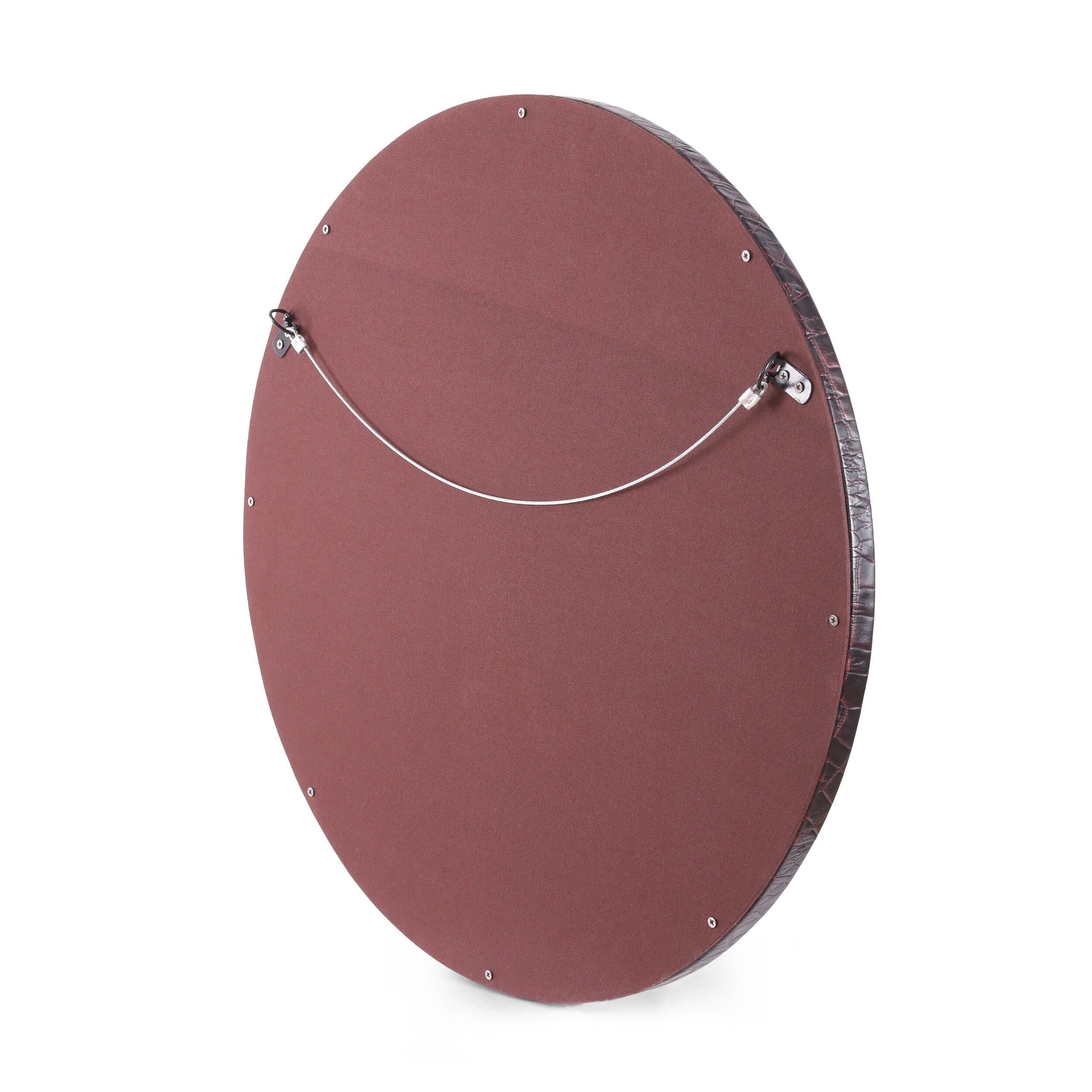 Dodds Indoor Croco Leather Handcrafted Studded Round Wall Mirror by Christopher Knight Home