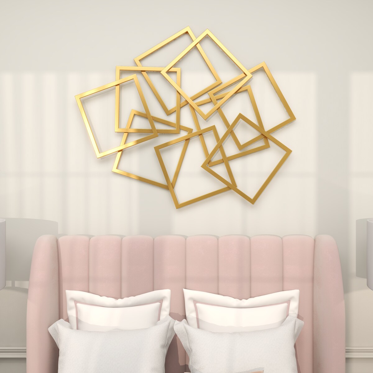 Metal Geometric Overlapping Square Home Wall Decor - Gold - CosmoLiving by Cosmopolitan