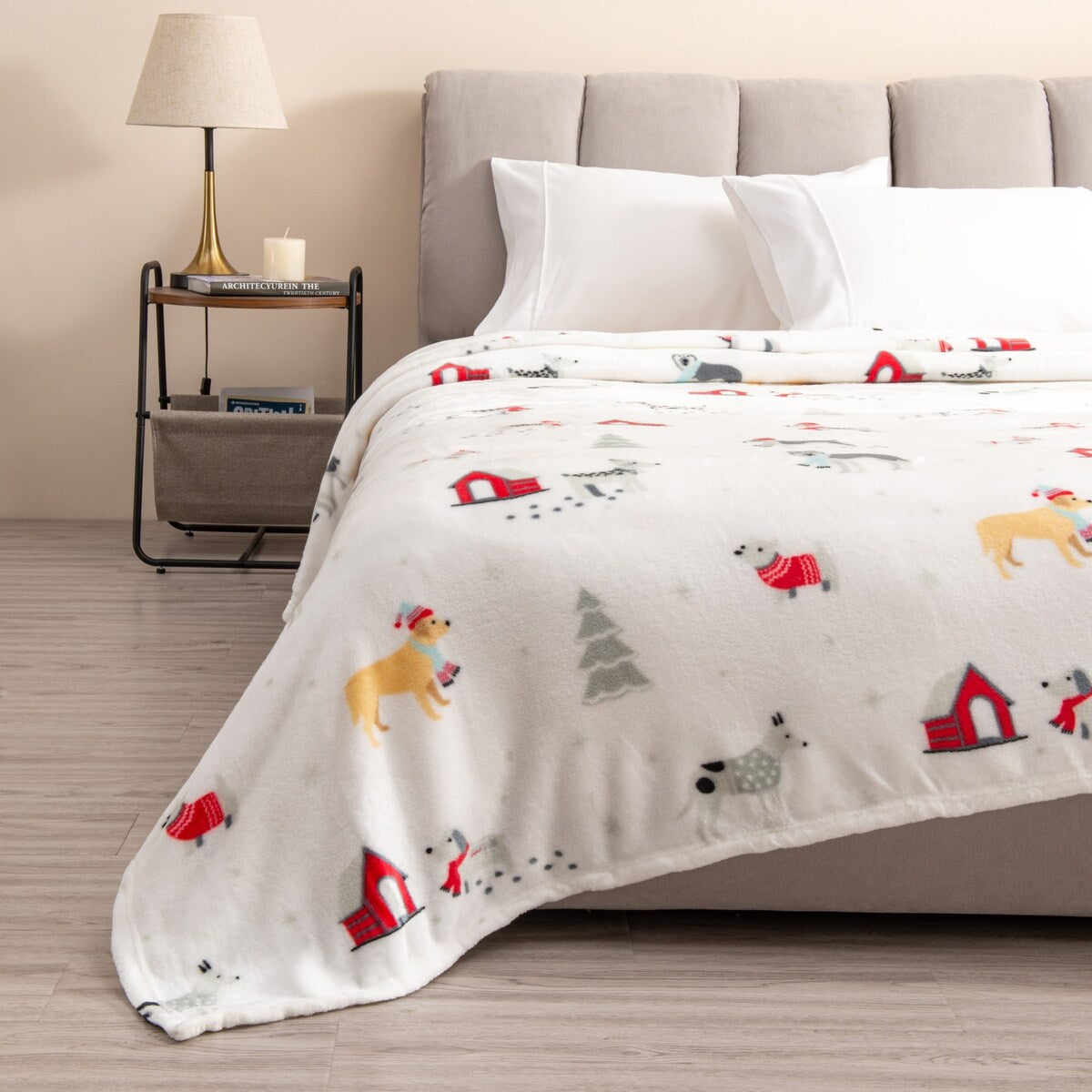 Luxurious Velvet Plush Fleece Holiday Printed Bed Blanket