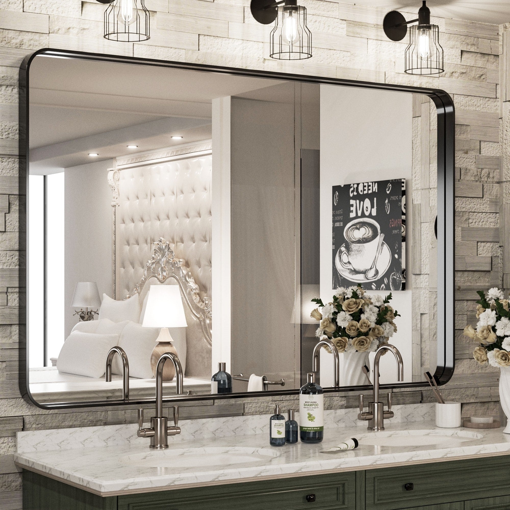 TokeShimi Modern Metal Frame Bathroom Vanity Wall Mirror